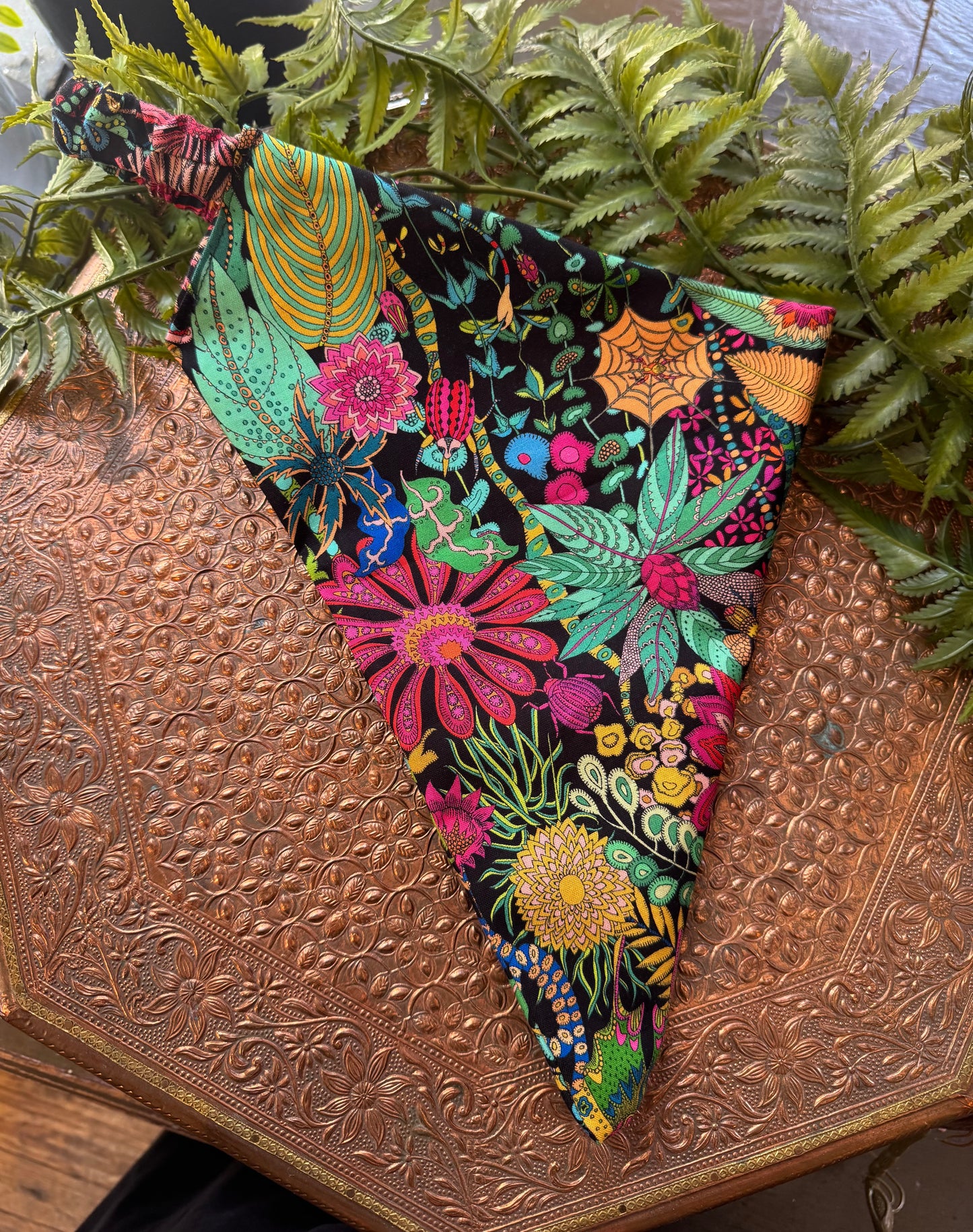 Colorful Florals / Black Bandana #SS7*