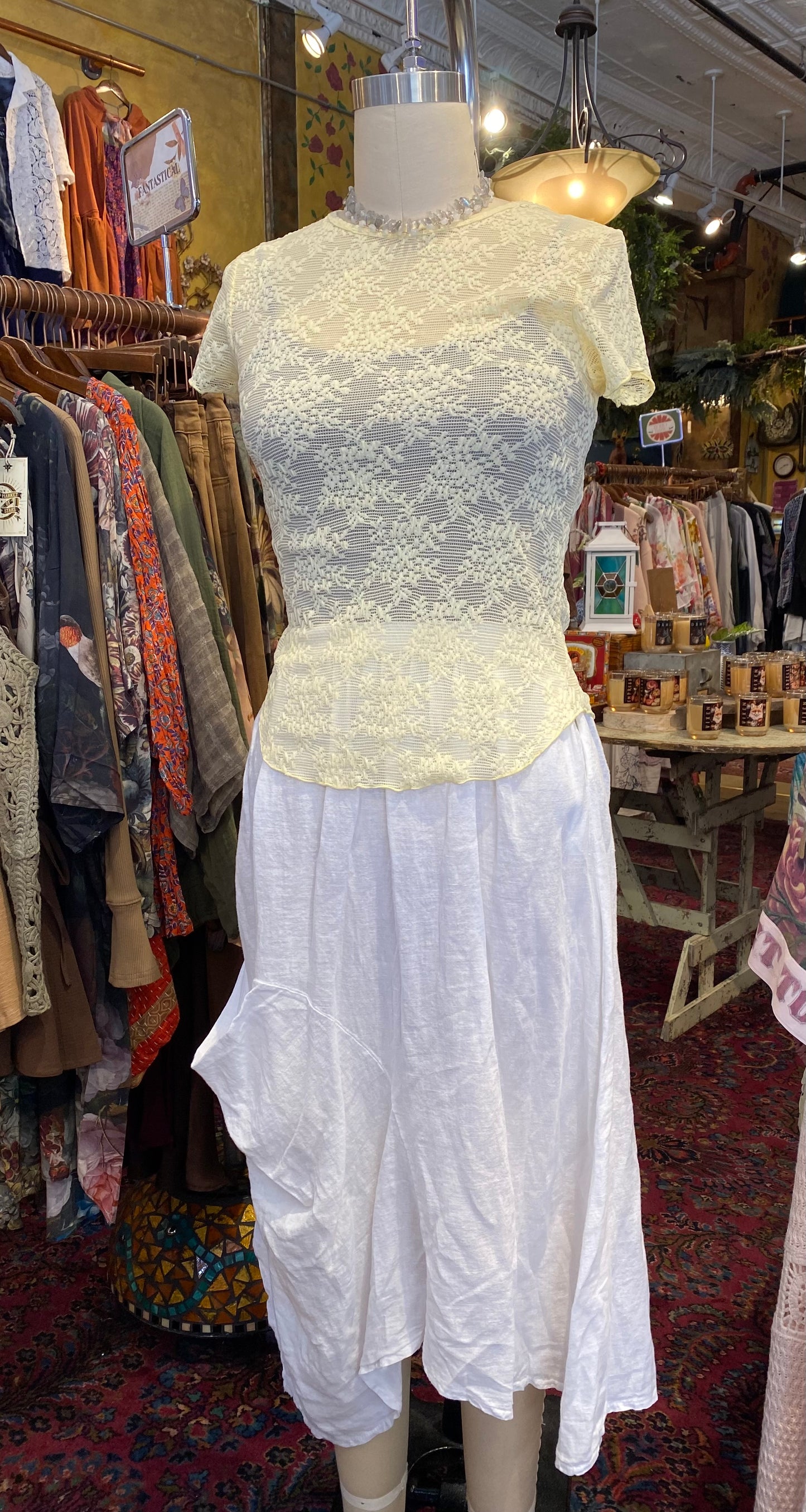 Ready To Go Lace Tee - Butter Yellow