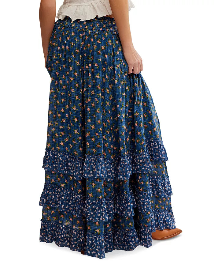 Brynn Printed Maxi Skirt - Chambray Combo