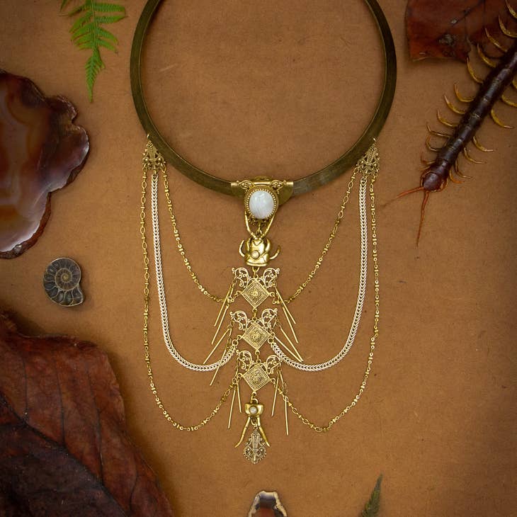 The Hundred Legged Torque Moonstone Necklace - La De Da