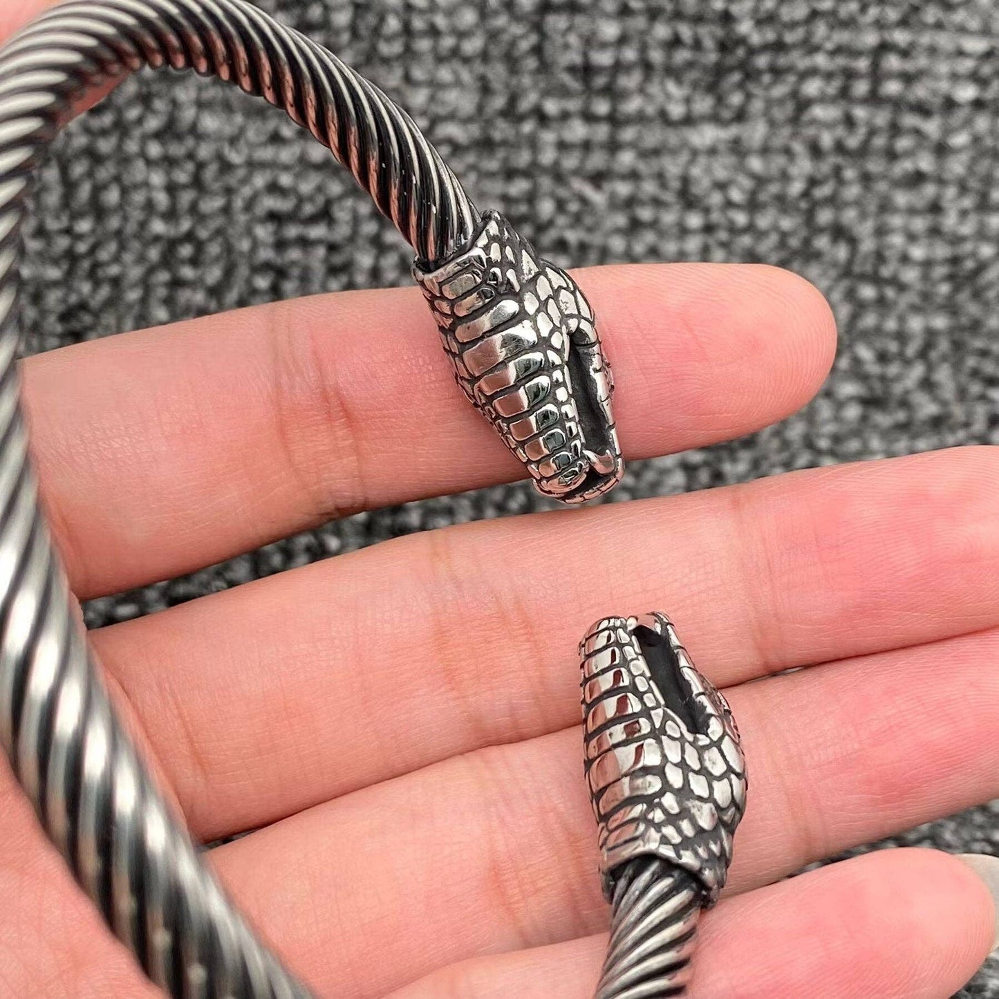 Python Head Adjustable Stainless Steel Snake Cuff - MJ/BC