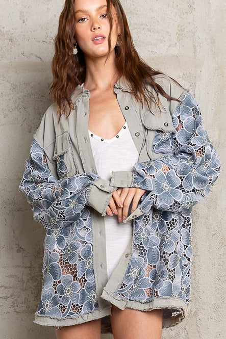 Oversize Contrast Shirt Jacket - La De Da