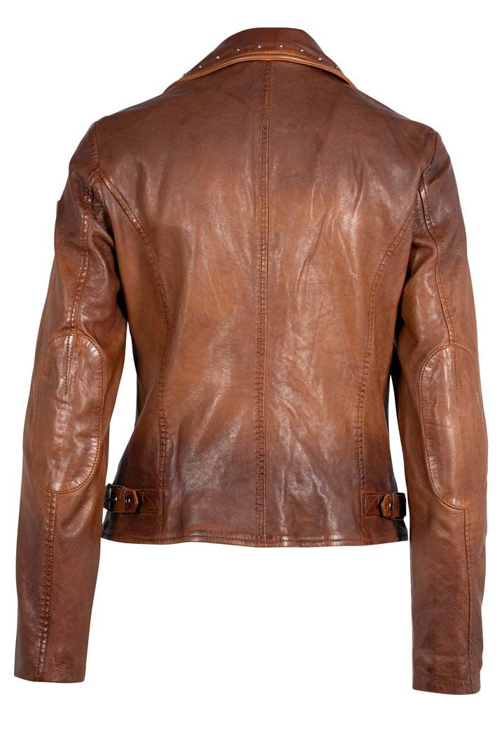 Naila RF Leather Jacket- Golden Brown