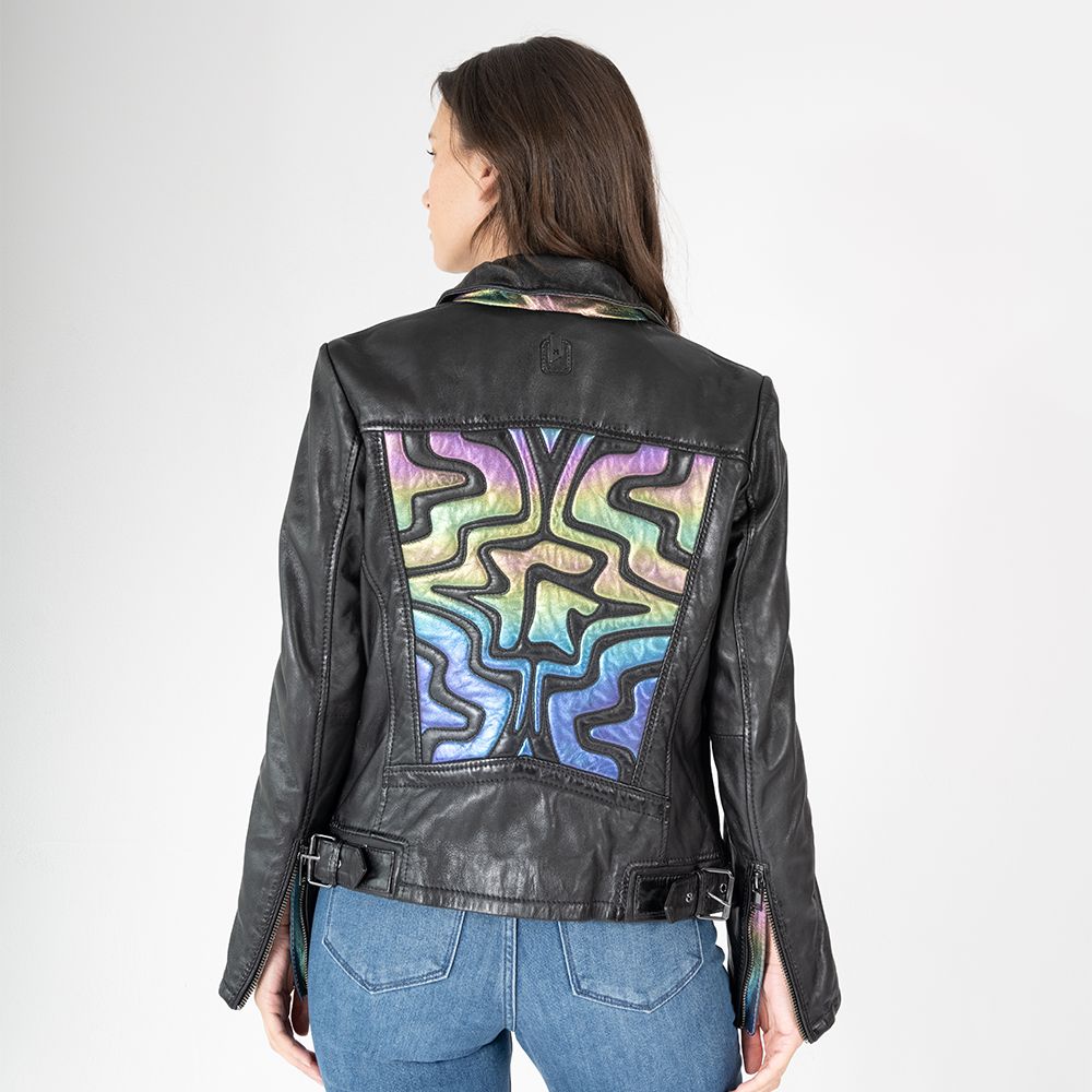 Minji RF Moto Jacket- Rainbow Metallic