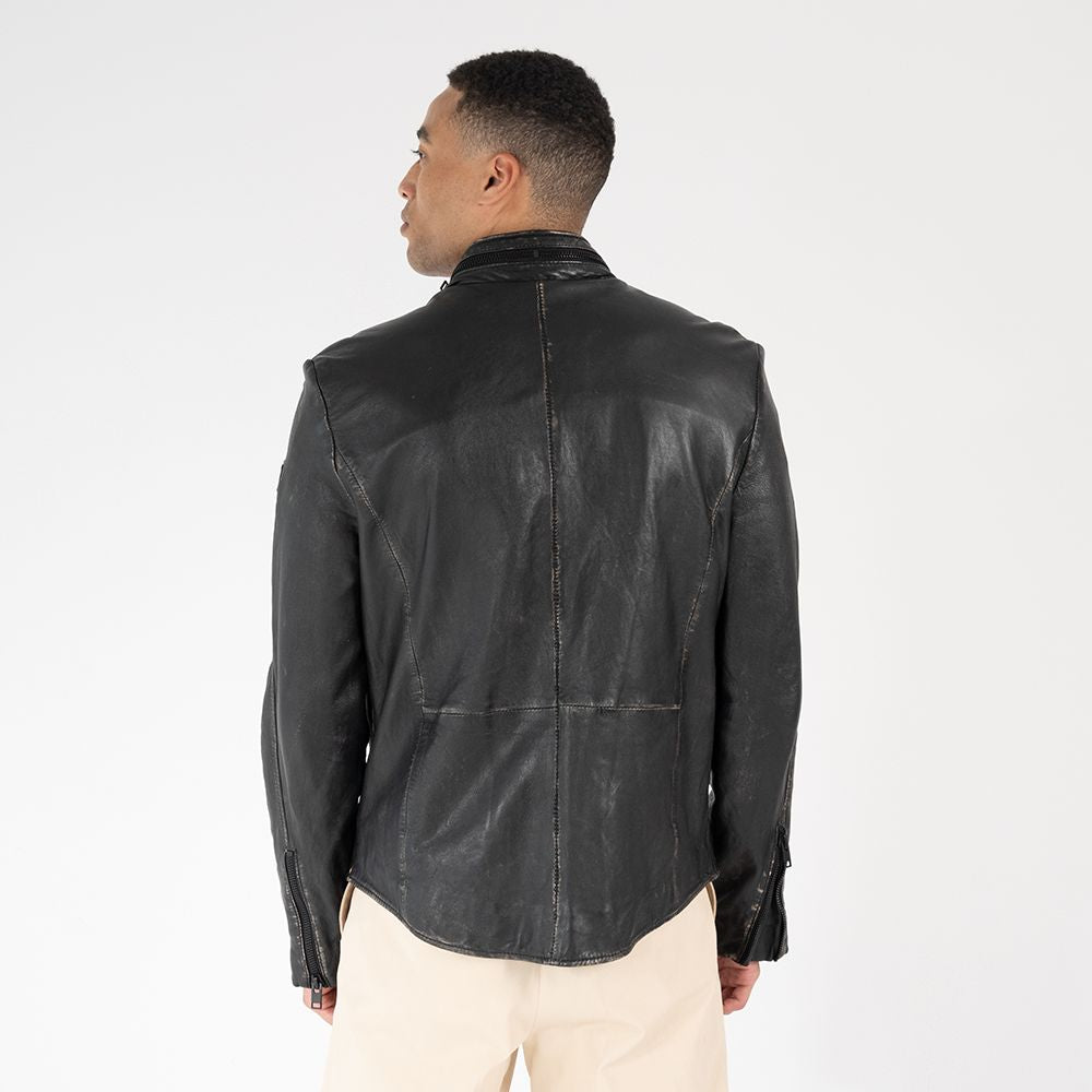 Men's Cove 3 RF Leather Jacket- Vintage Black