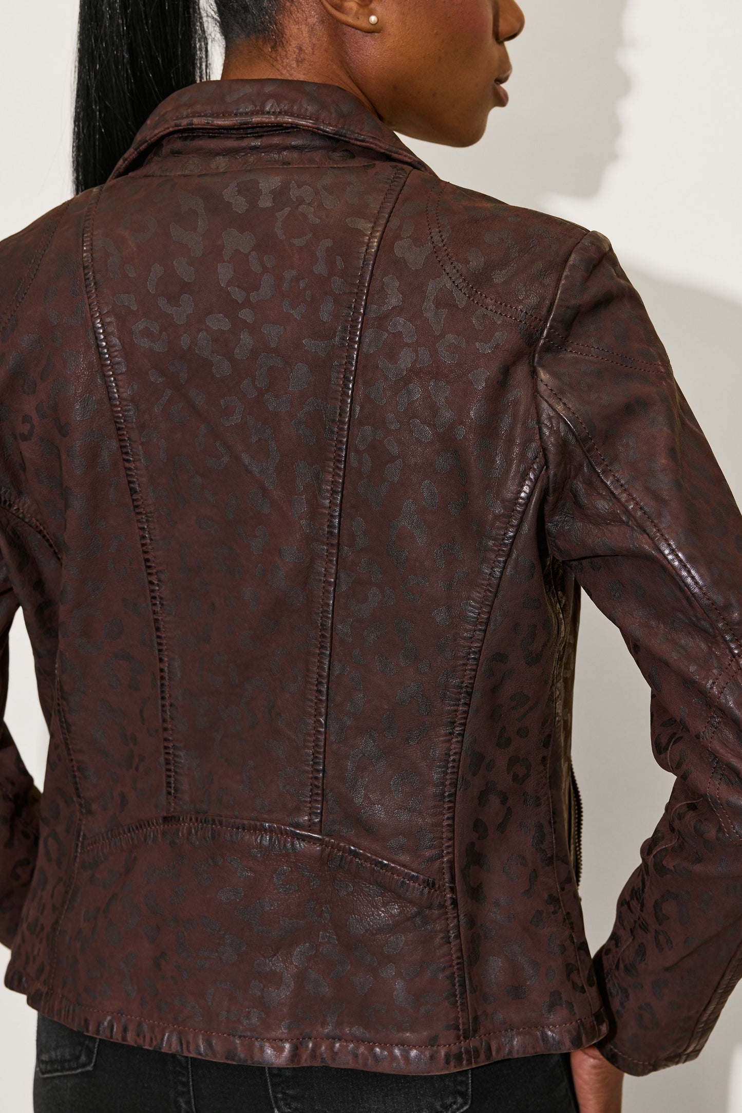 Women's Meeow RF Leather Jacket - Brown
