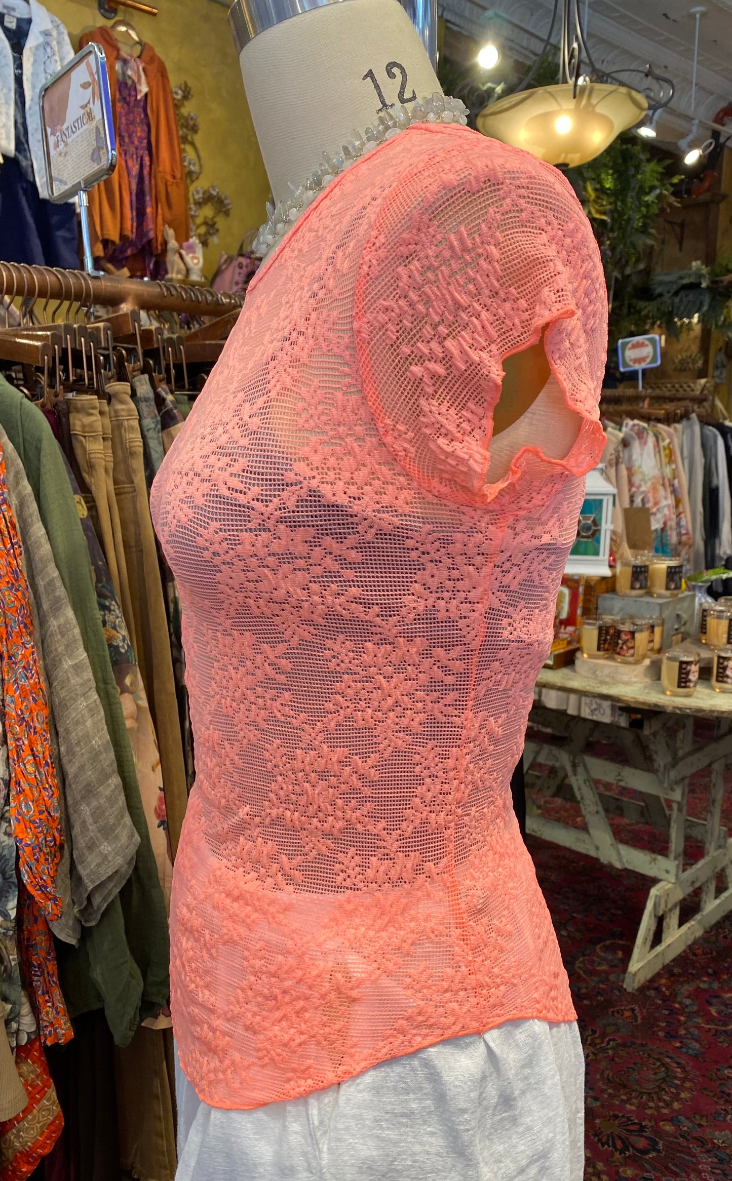 Ready To Go Lace Tee - Flamingo Pink