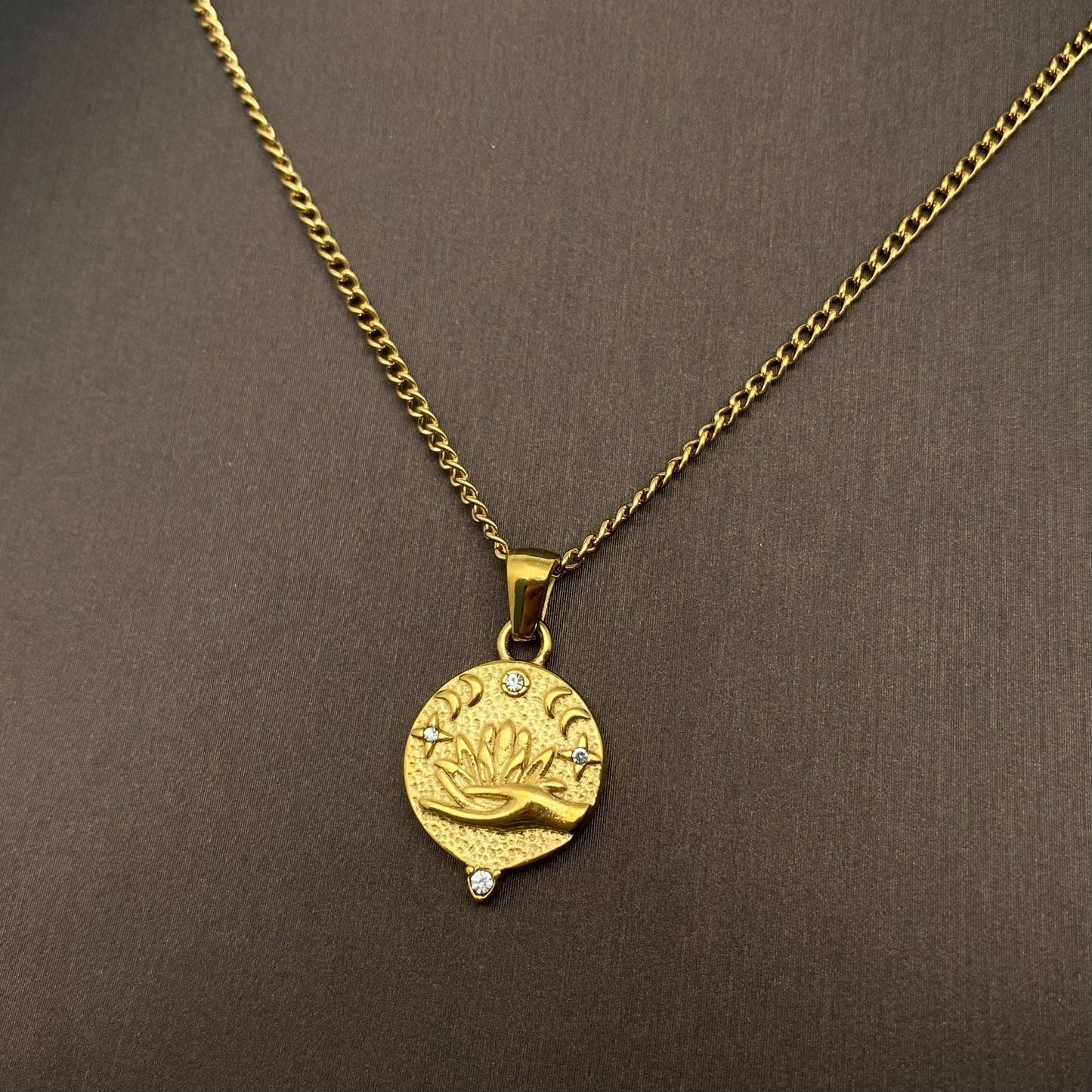 Hand-held flowers - Tarot Charm Necklace