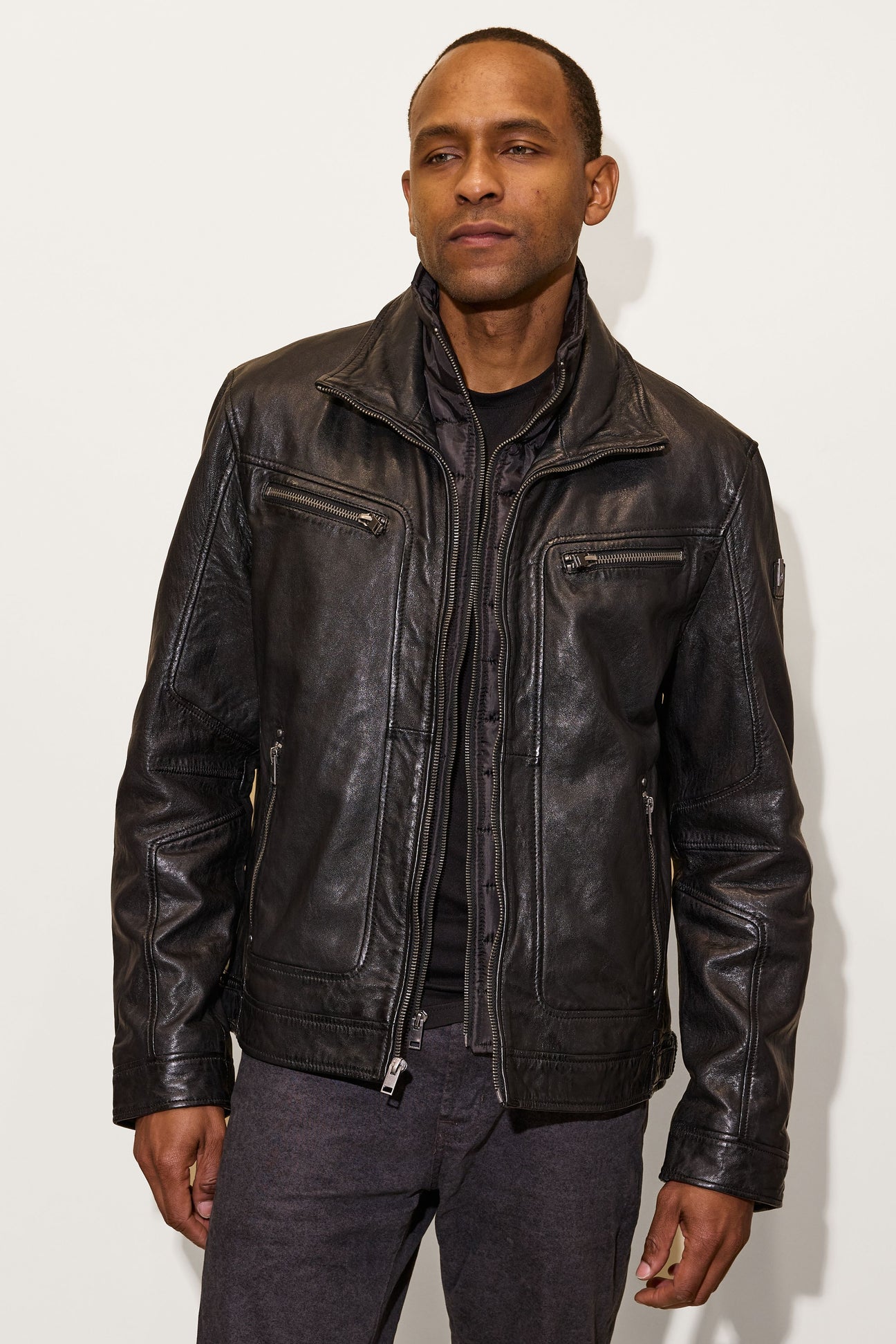 Men's Bain UF Leather Jacket - Black