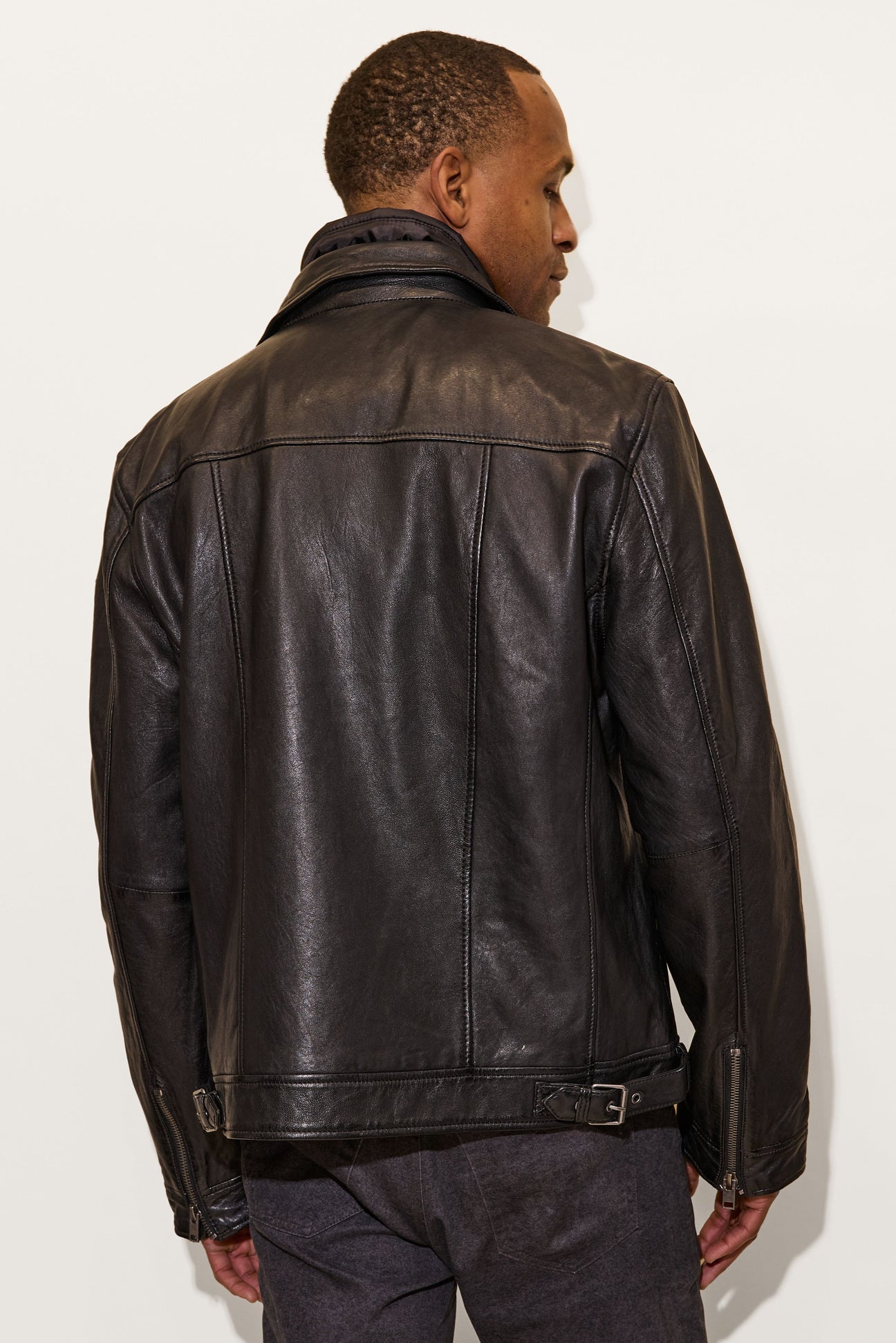Men's Bain UF Leather Jacket - Black