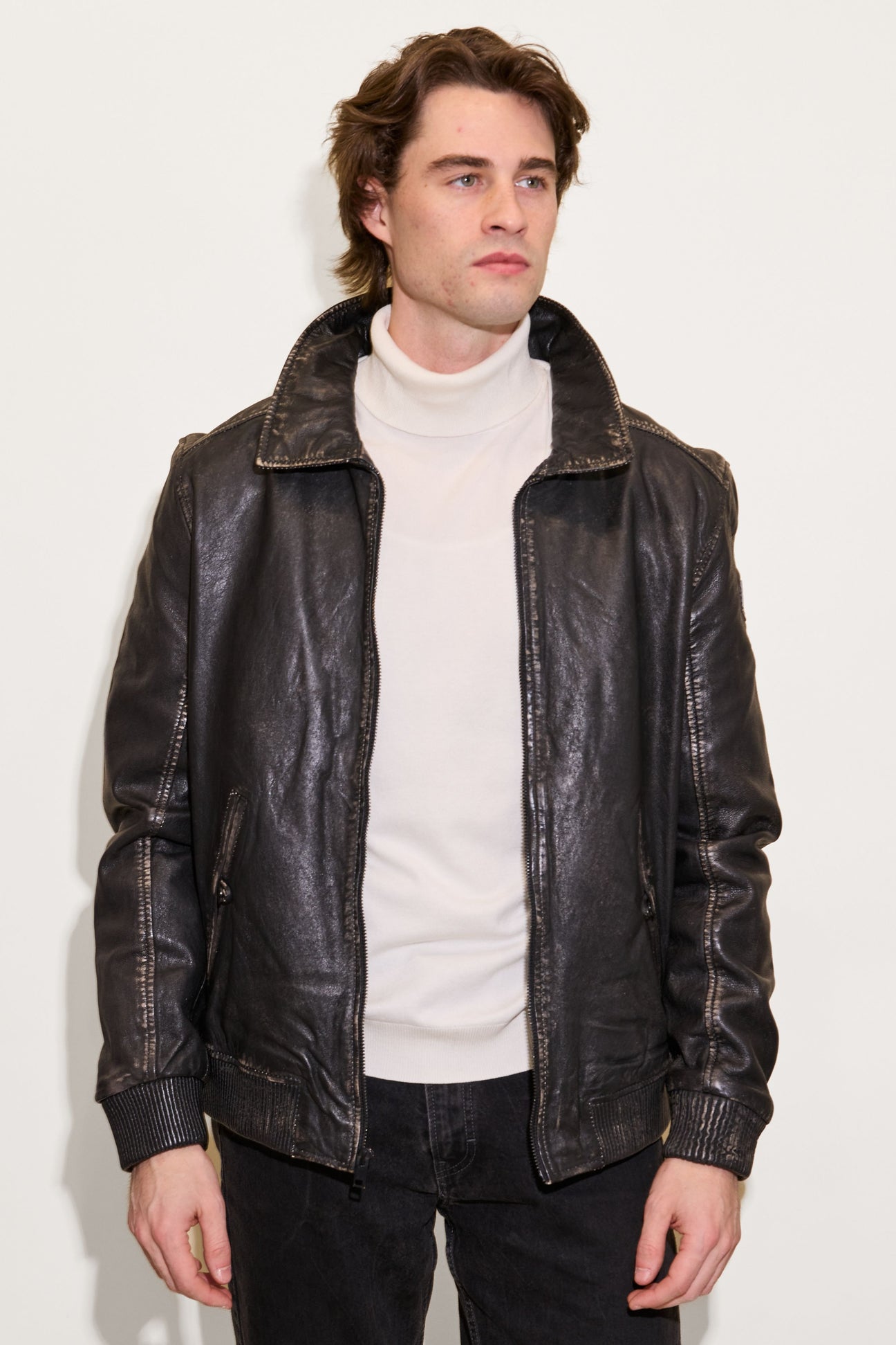 Men's Jason UF Leather Jacket - Vintage Black