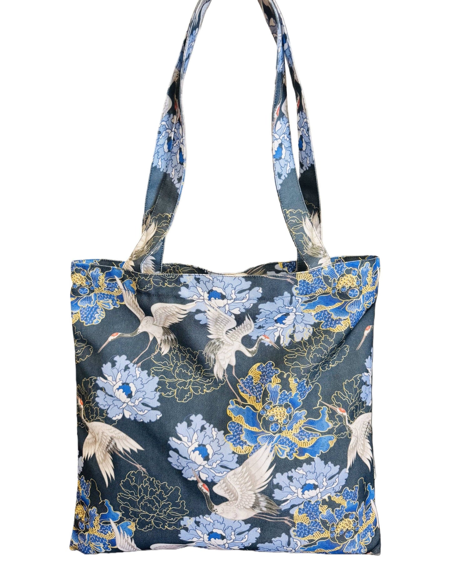 Blue-White Crane Tote Bag