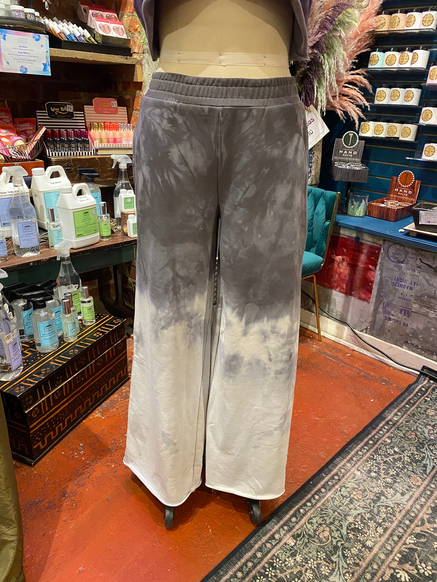 Custom Dyed Wide Leg Sweats - Thunderstorm