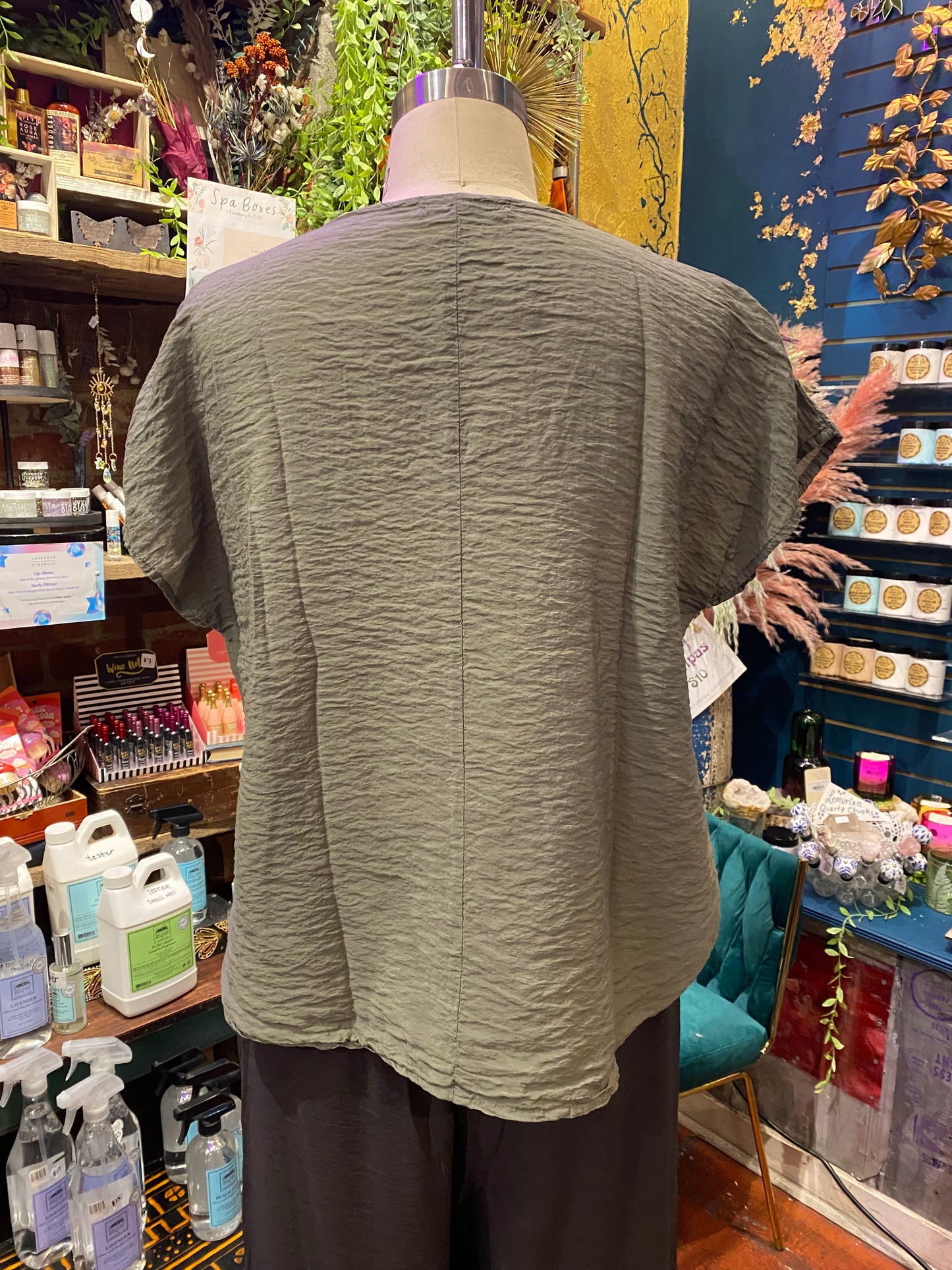 V-Neck Popover Parachute Top - Clay