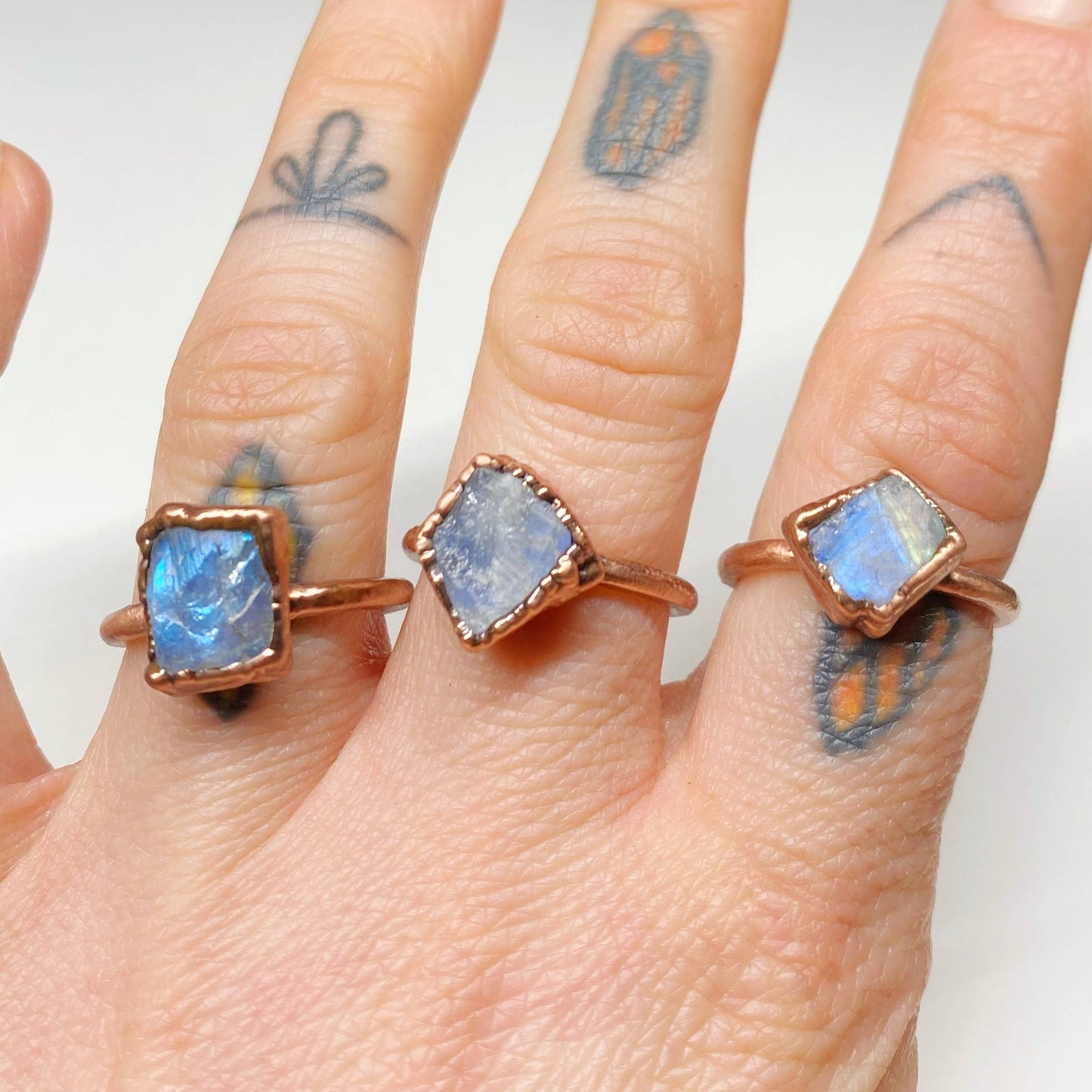 Rainbow Moonstone Free-Form Ring - 7.5