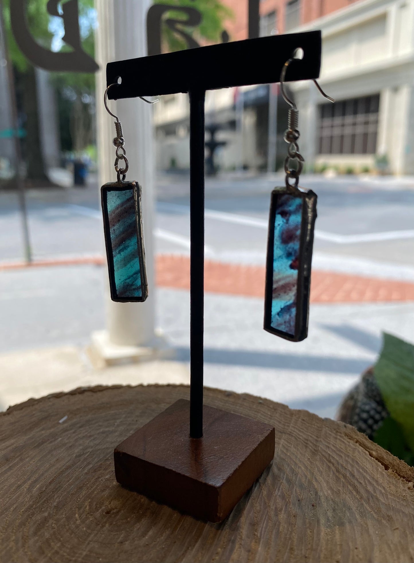 Stained Glass Rectangle Earrings - KC19*