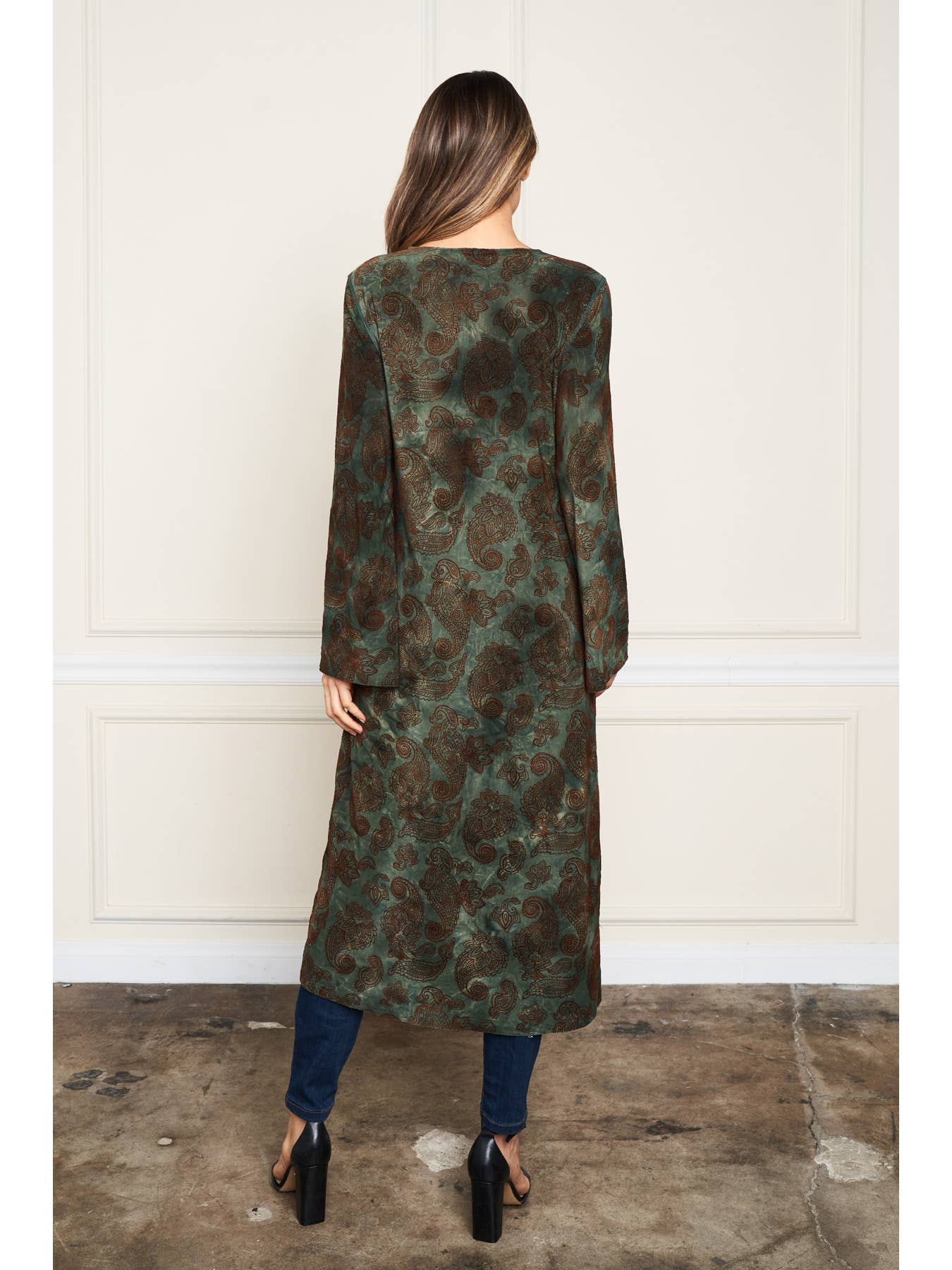 Flocked Kimono - Paisley