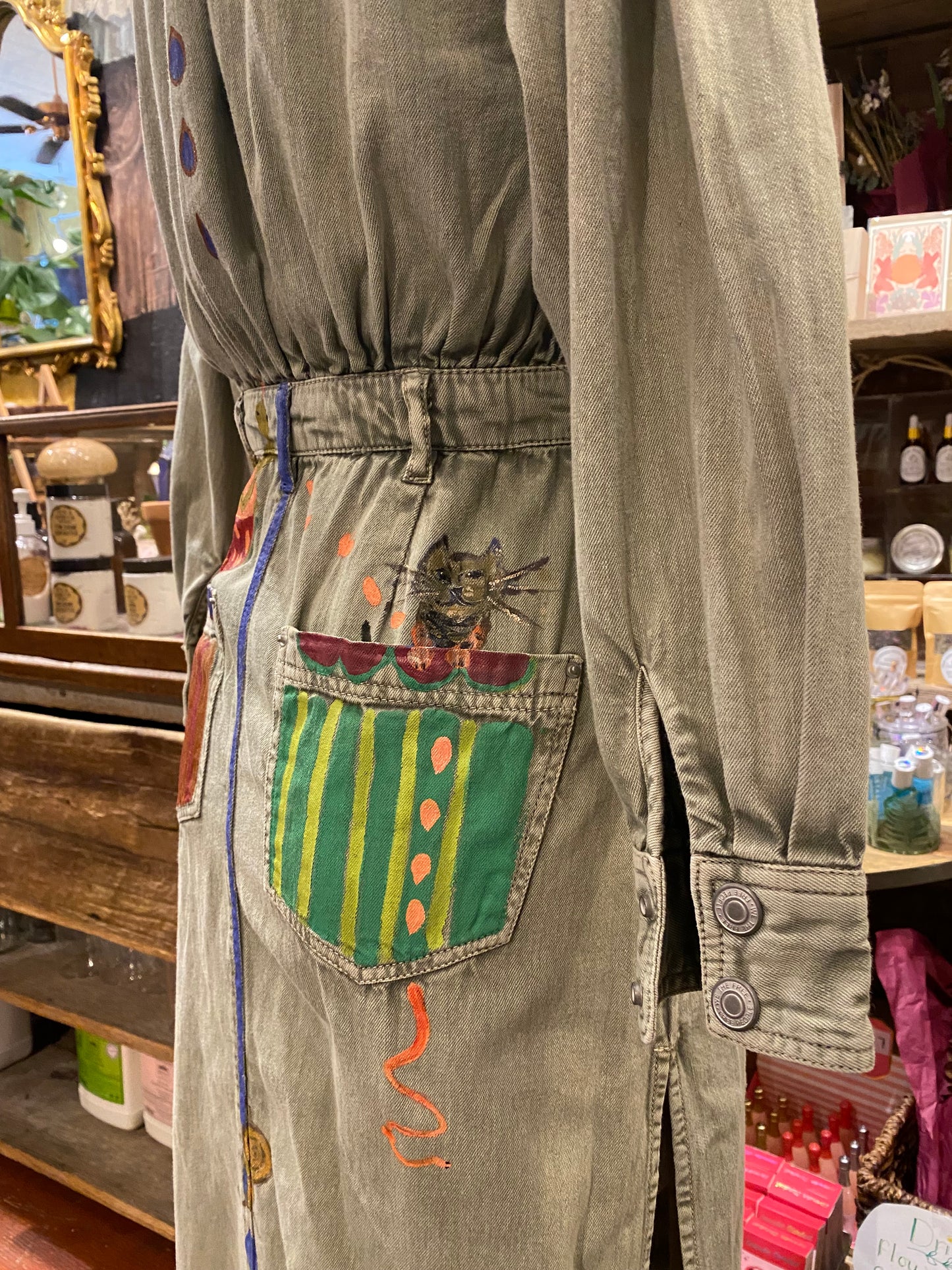 Snail Trail Free People Green Denim Dress - Sharayah Doty*