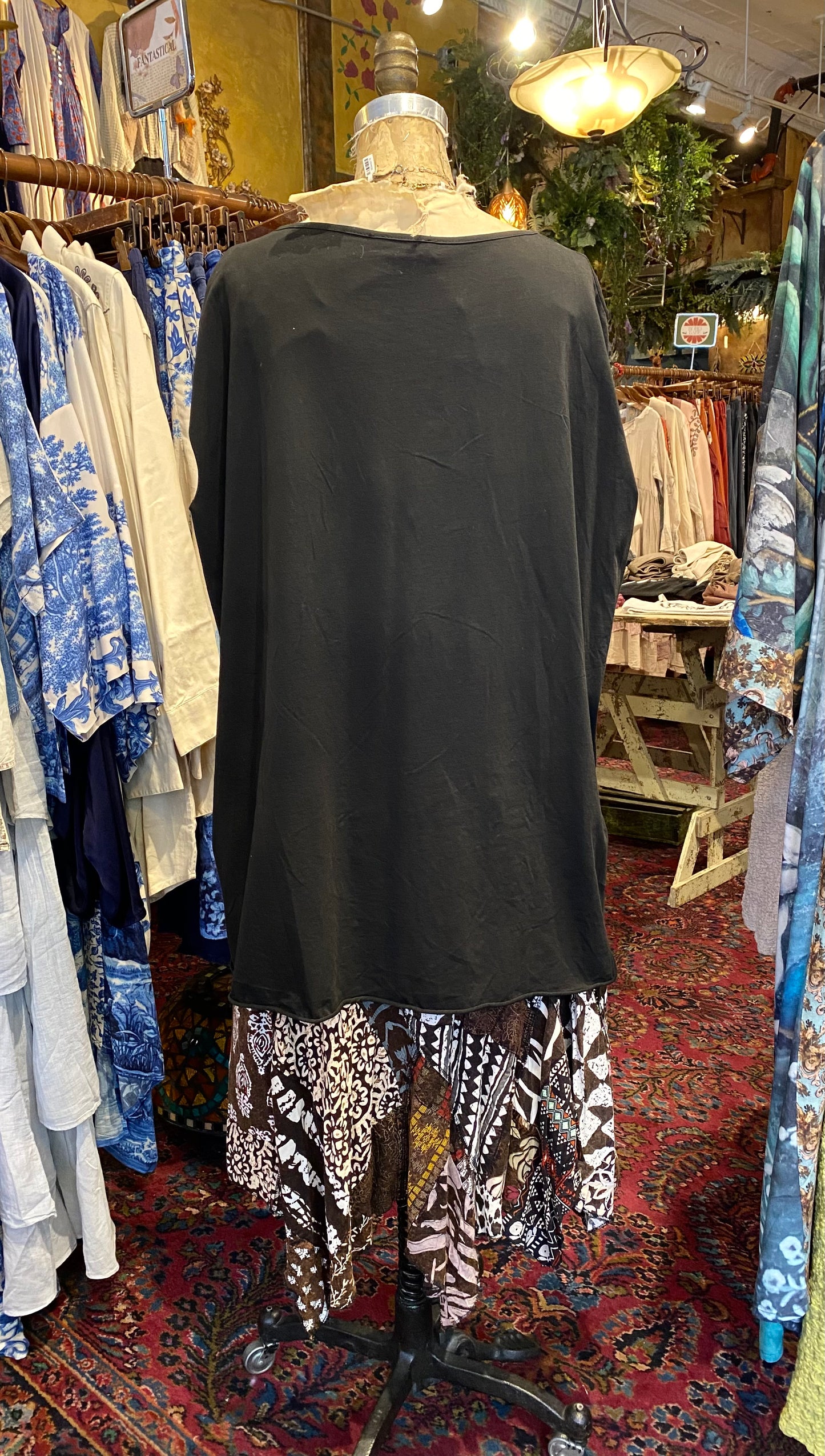 Cotton, Cut-Off Sleeve Boxy Hi-Lo Top - Black