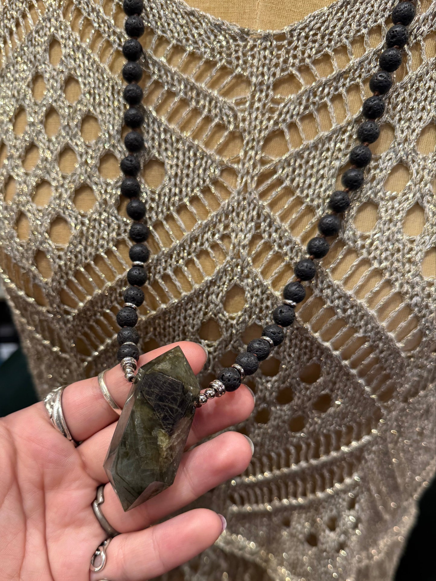 Vesuvius Lava and Labradorite Necklace