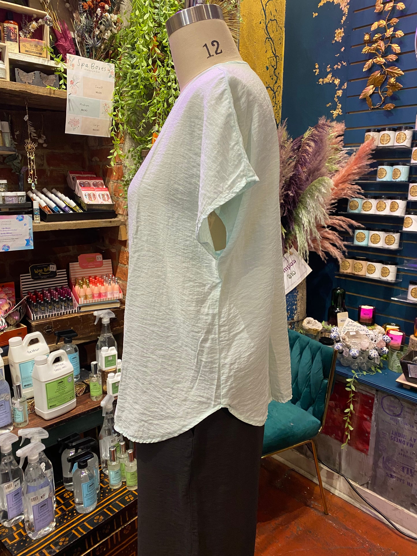 V-Neck Popover Parachute Top - Fountain