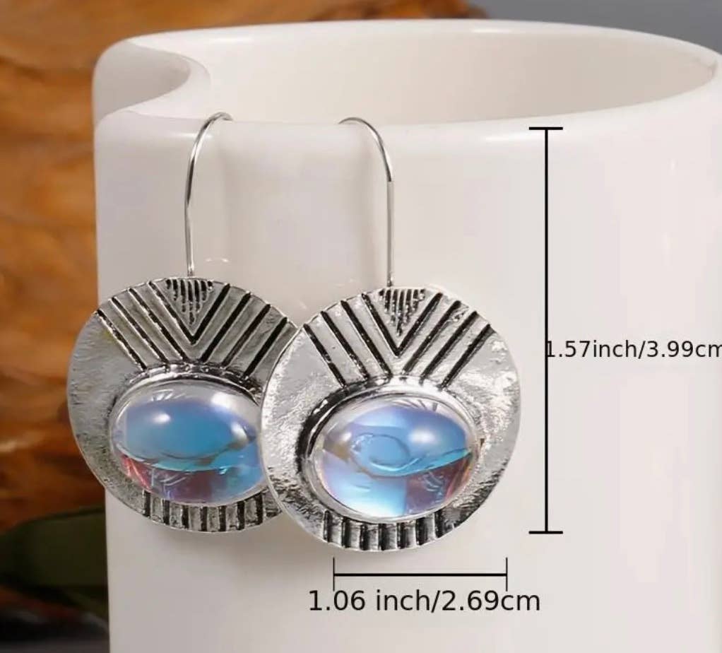 Vintage Oval Cut Gem Earrings