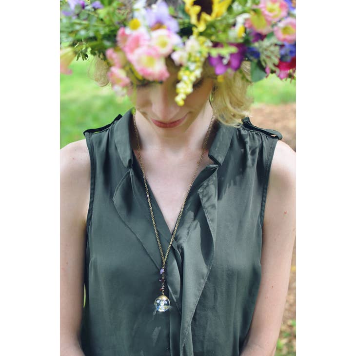 Woodland Moss Terrarium Brass Necklace - La De Da