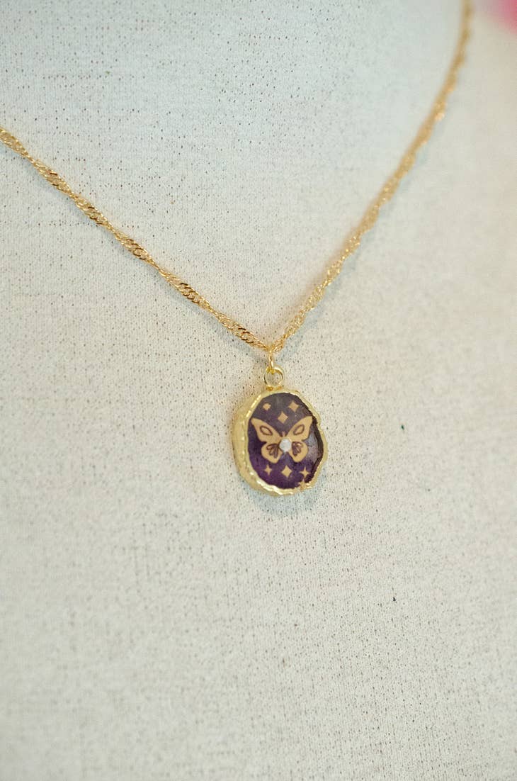 Amethyst Butterfly Necklace - La De Da