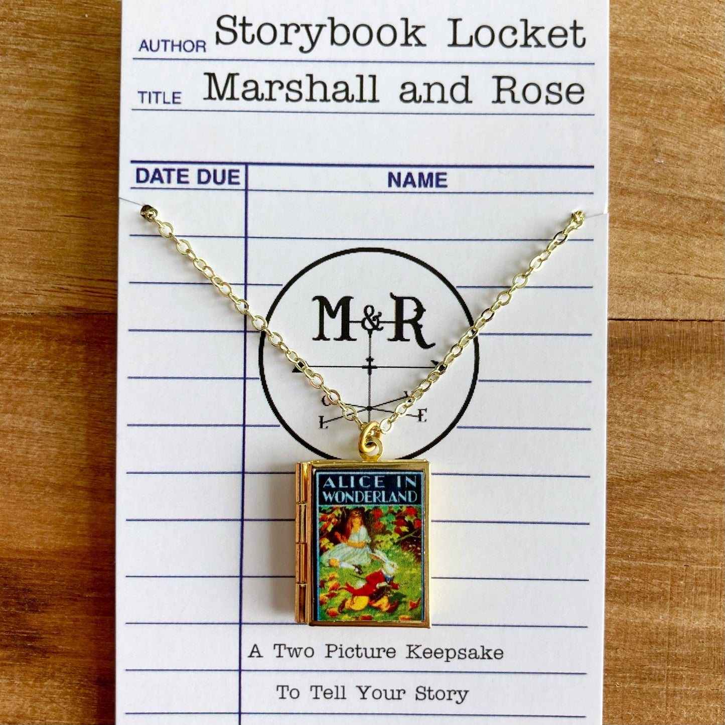 Book Locket Alice In Wonderland - Rabbit Running Late - Brass