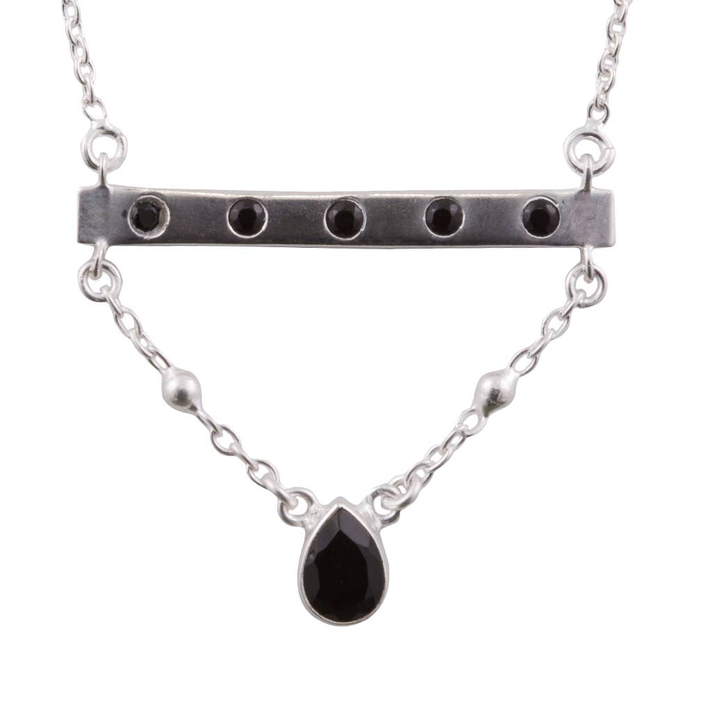 Bridged Spinel Sterling Bar Necklace