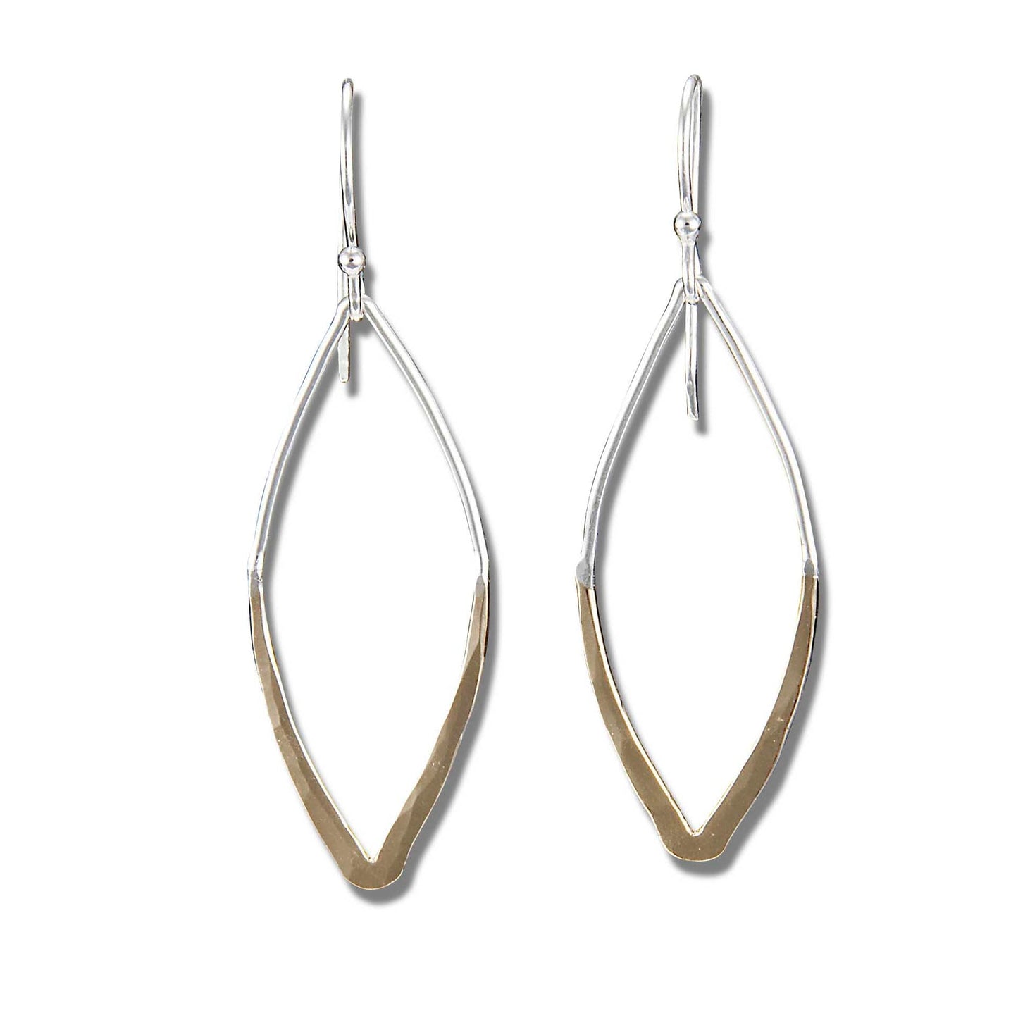 Small Dipped Marquise Dangle Earrings - Gold