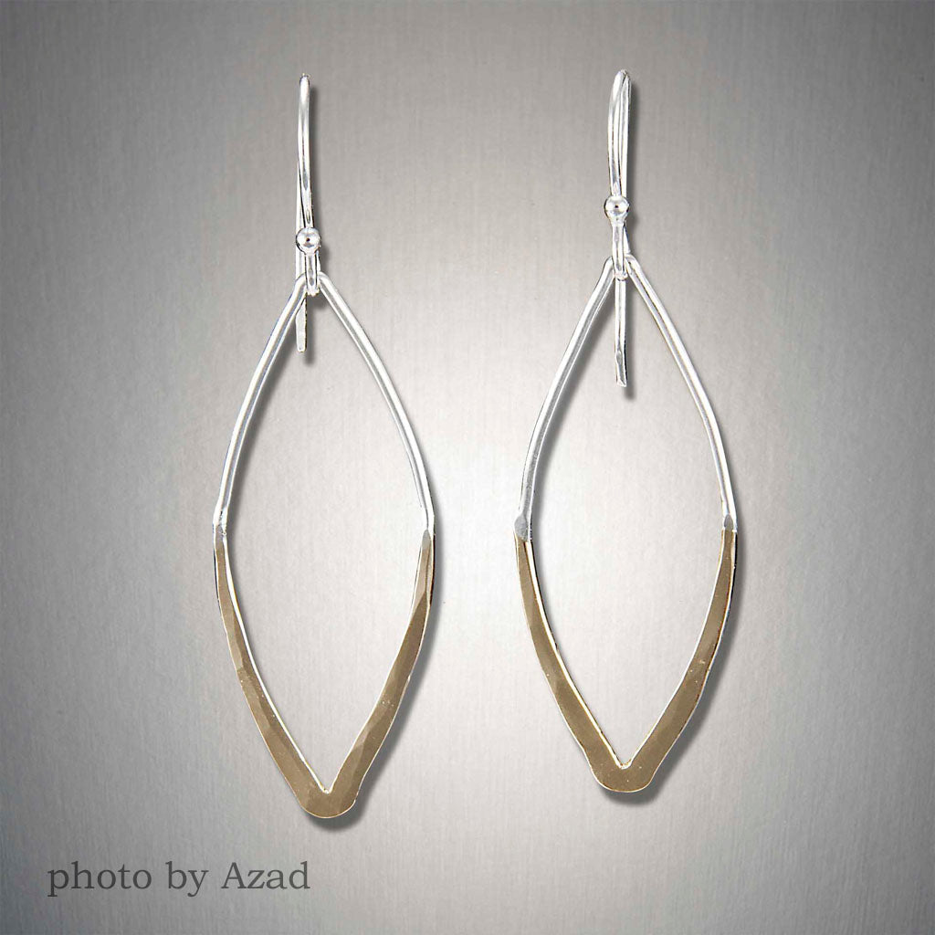 Small Dipped Marquise Dangle Earrings - Gold