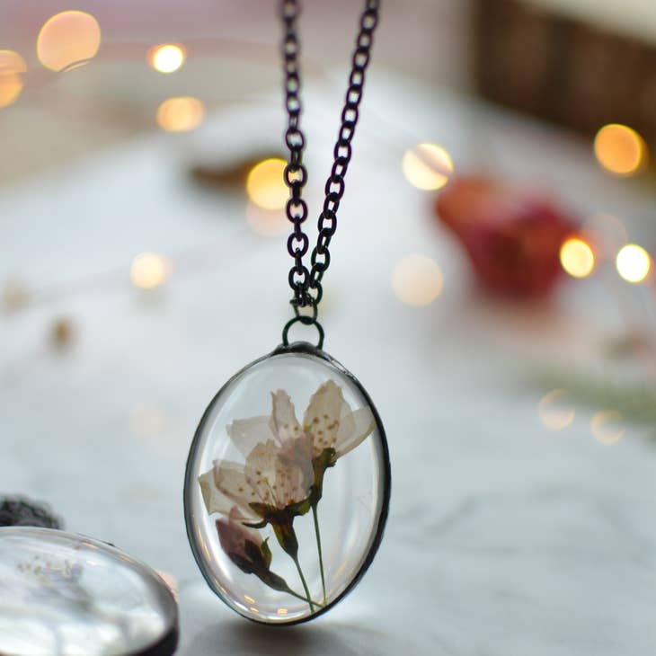 Pressed Cherry Blossom Necklace - La De Da