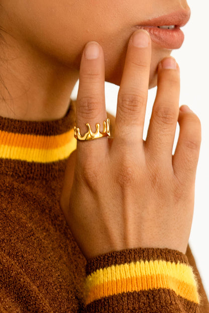 Drip Drop Ring  - 18K Gold Plated