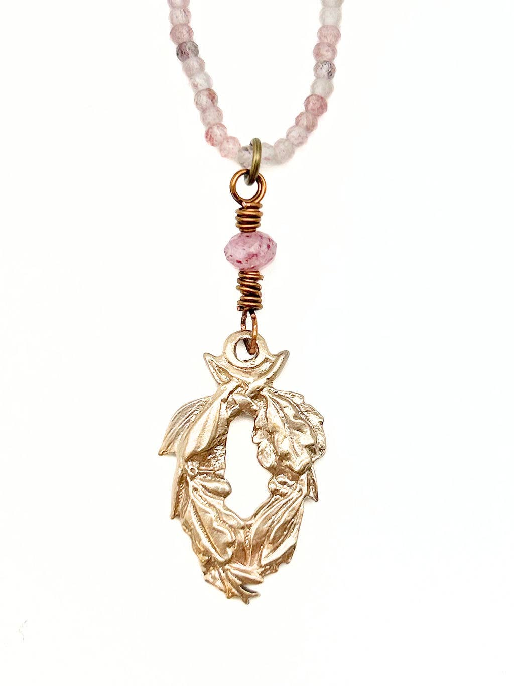 Bronze Oval Leaves Pendant Necklace