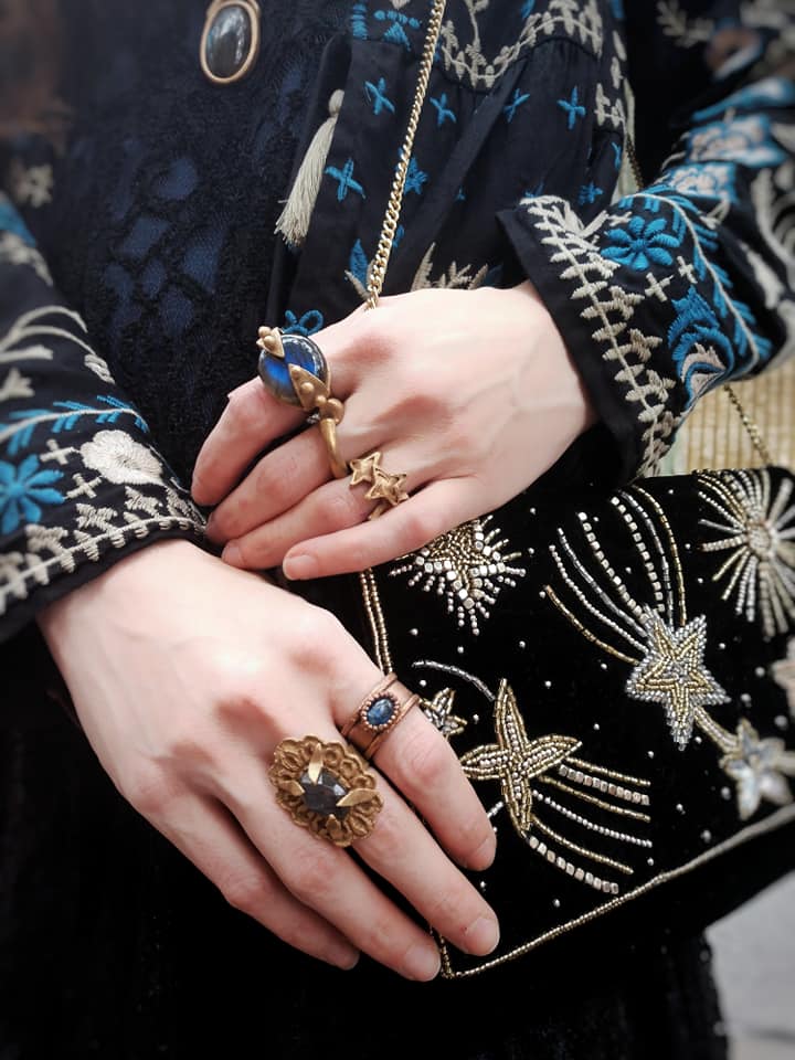 Polished Labradorite Studded Bronze Ring - La De Da