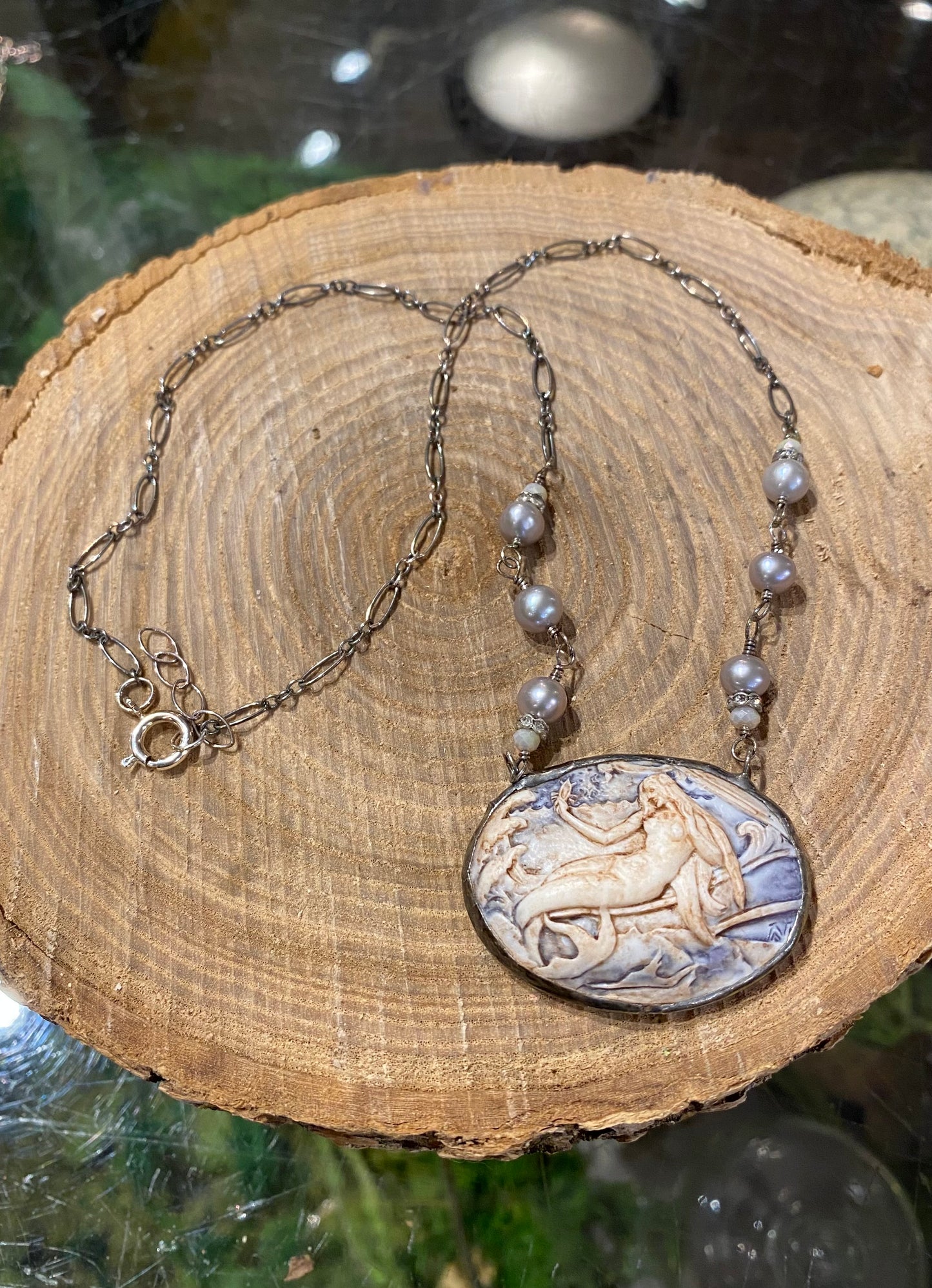 Large Mermaid Cameo Necklace *N252