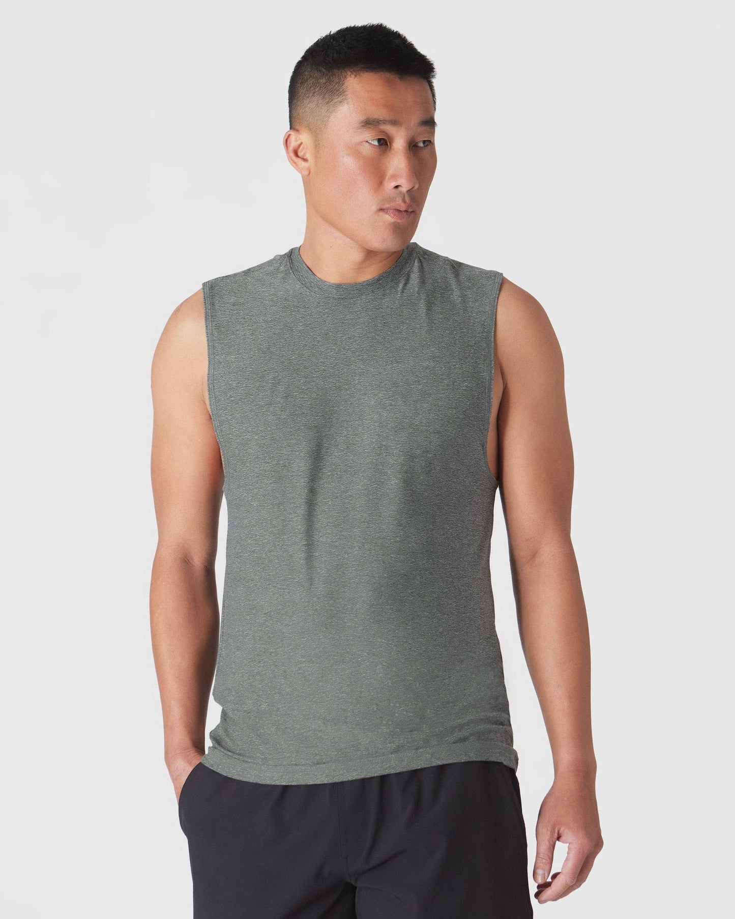 Active Sleeveless Muscle Tank - Heather Forest
