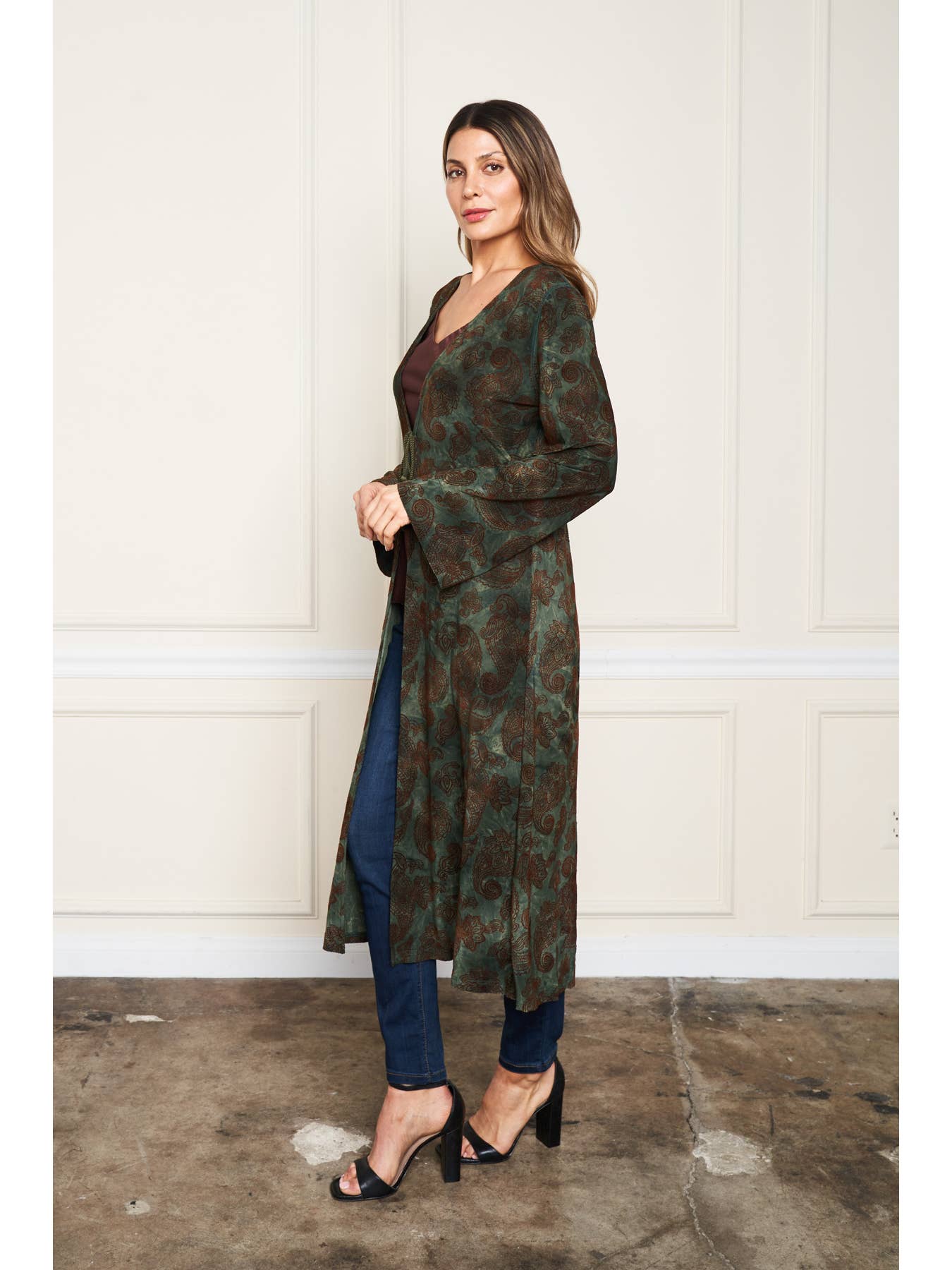 Flocked Kimono - Paisley