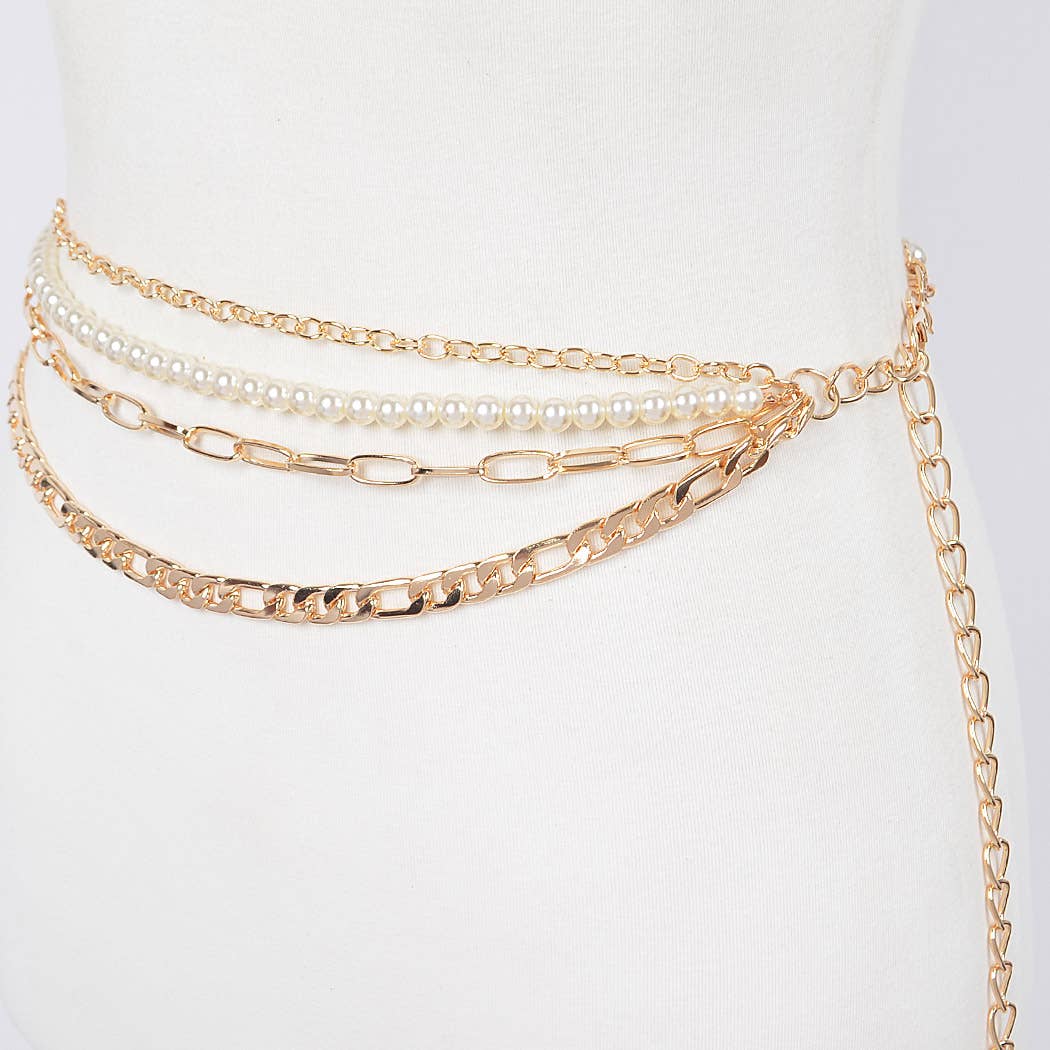 Multi Layered Chain Belt - Gold