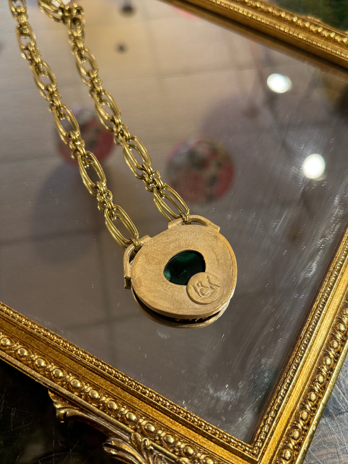 Handpainted Malachite Statement Necklace