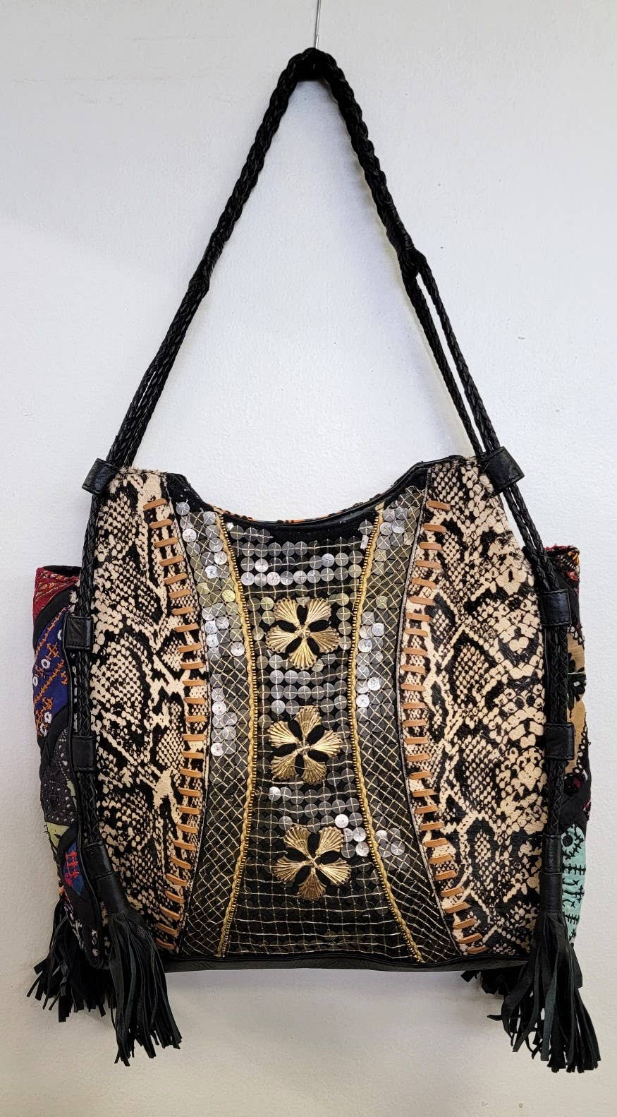 Bohemian Leather Banjara Tote - Black