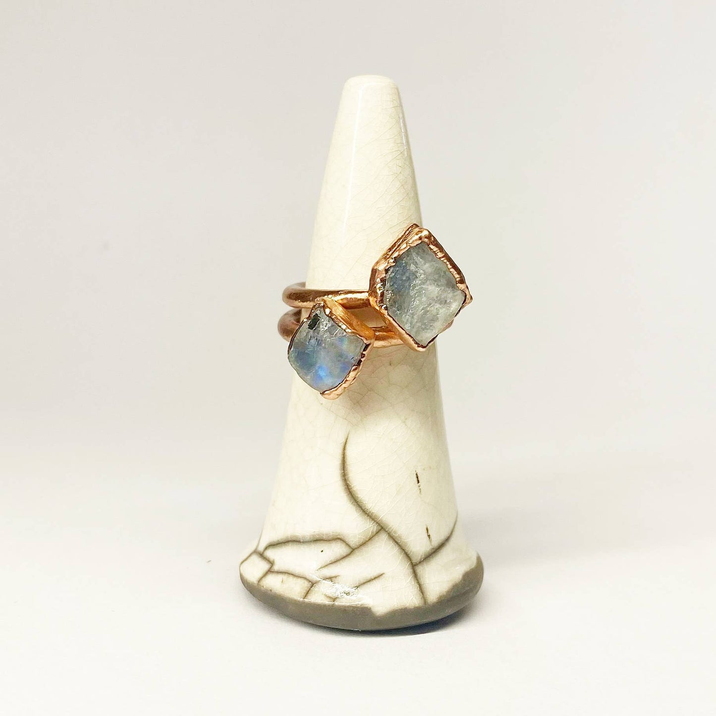 Rainbow Moonstone Free-Form Ring - 7.5