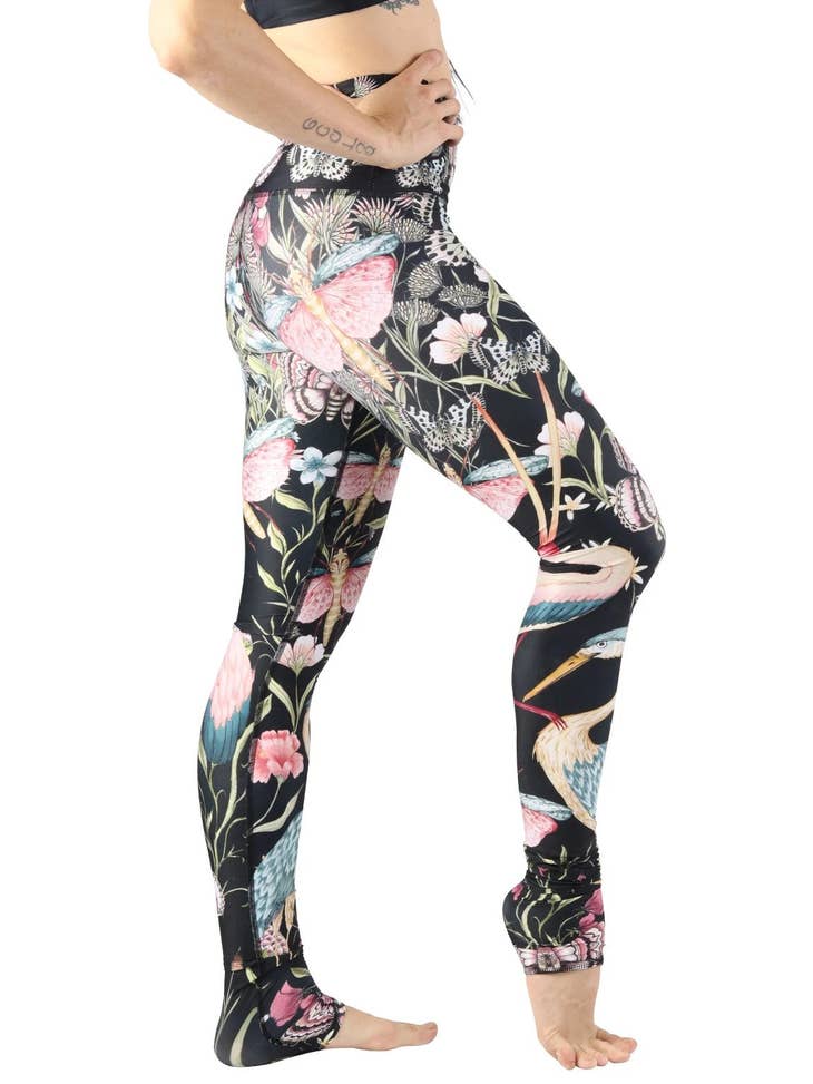 Pretty in Black Printed Yoga Leggings - La De Da