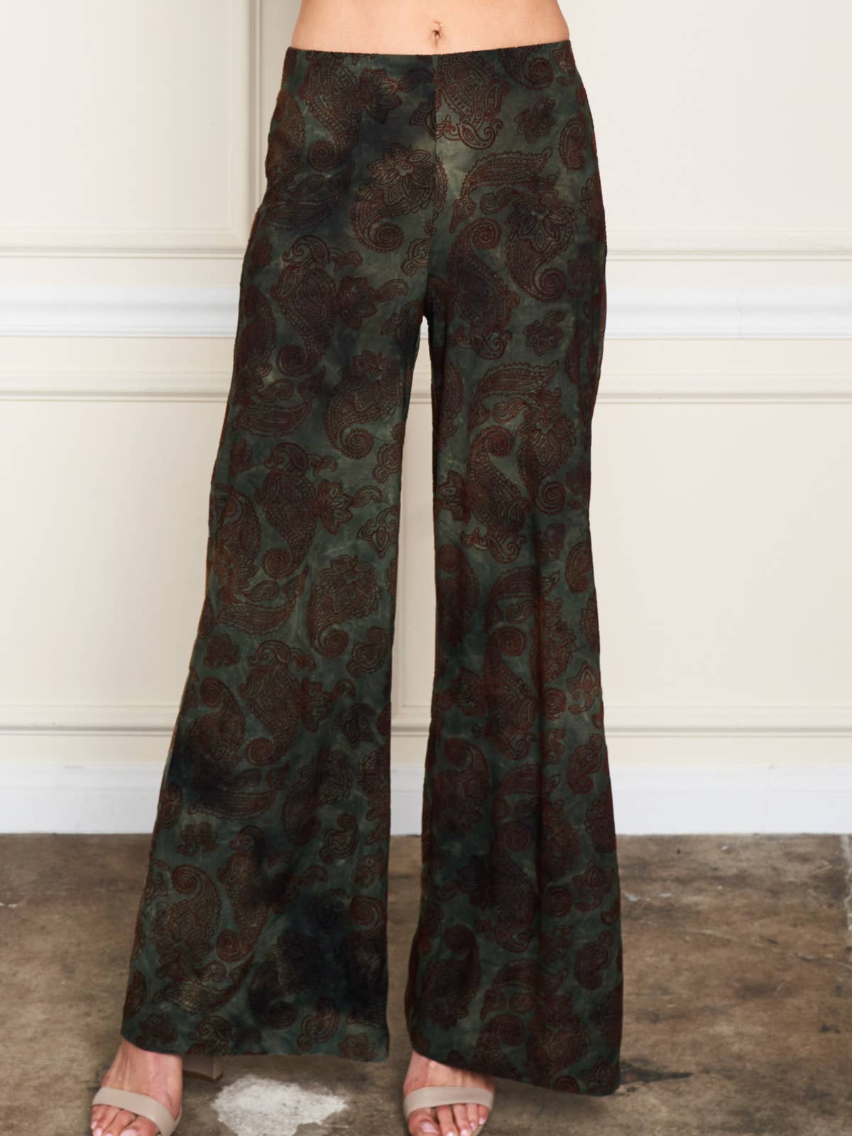Flocked Palazzo Pant - Paisley