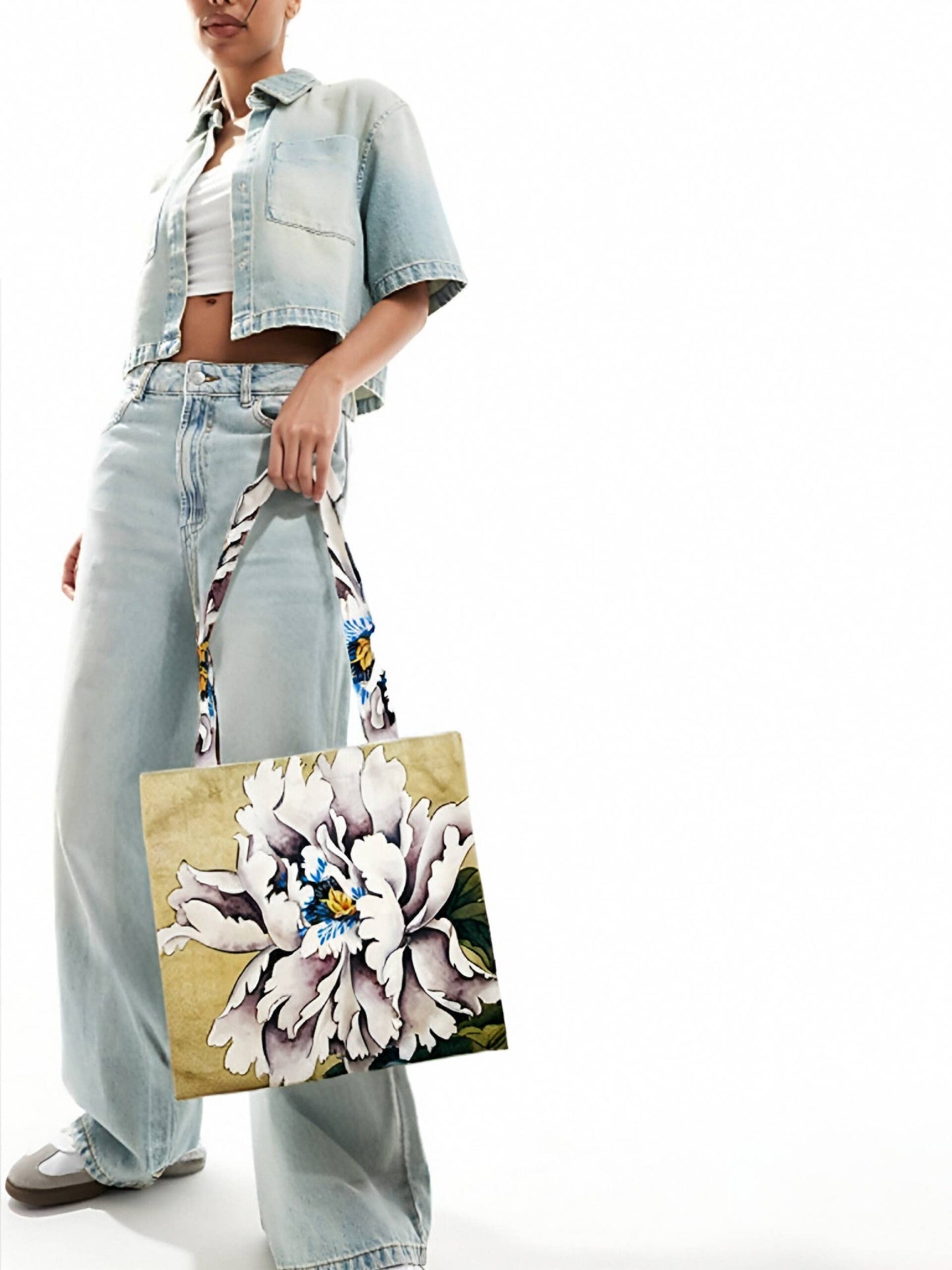 Art-Inspired Premium Shoulder Bag - Dusty Purple Peony
