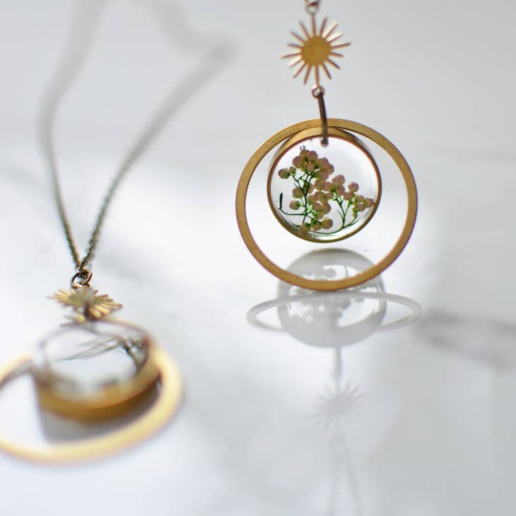 Riceflower Circle Botanical Necklace - La De Da