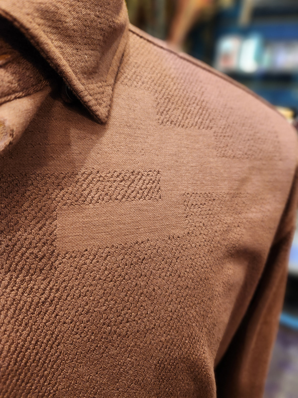 Men's Brown Cotton Blend Button up
