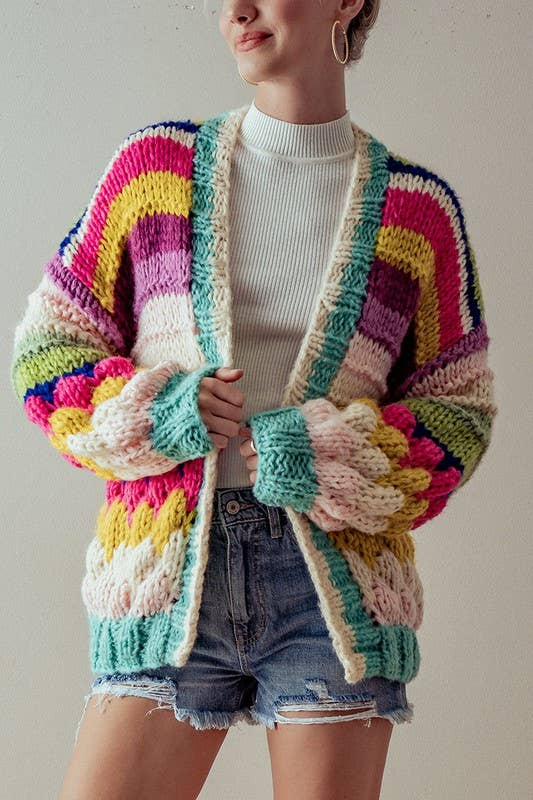 Pastel Oversized Fit Chunky Knit Cardigan