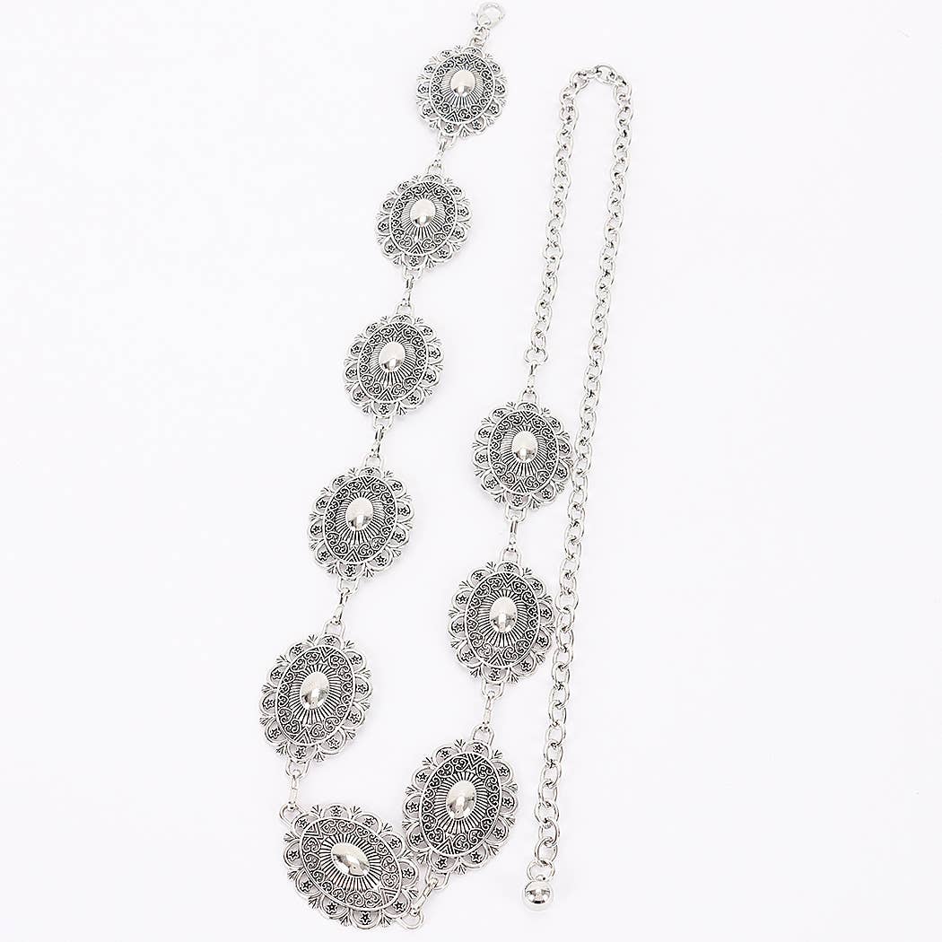 Lace Pattern Medallion Chain Belt - ATS